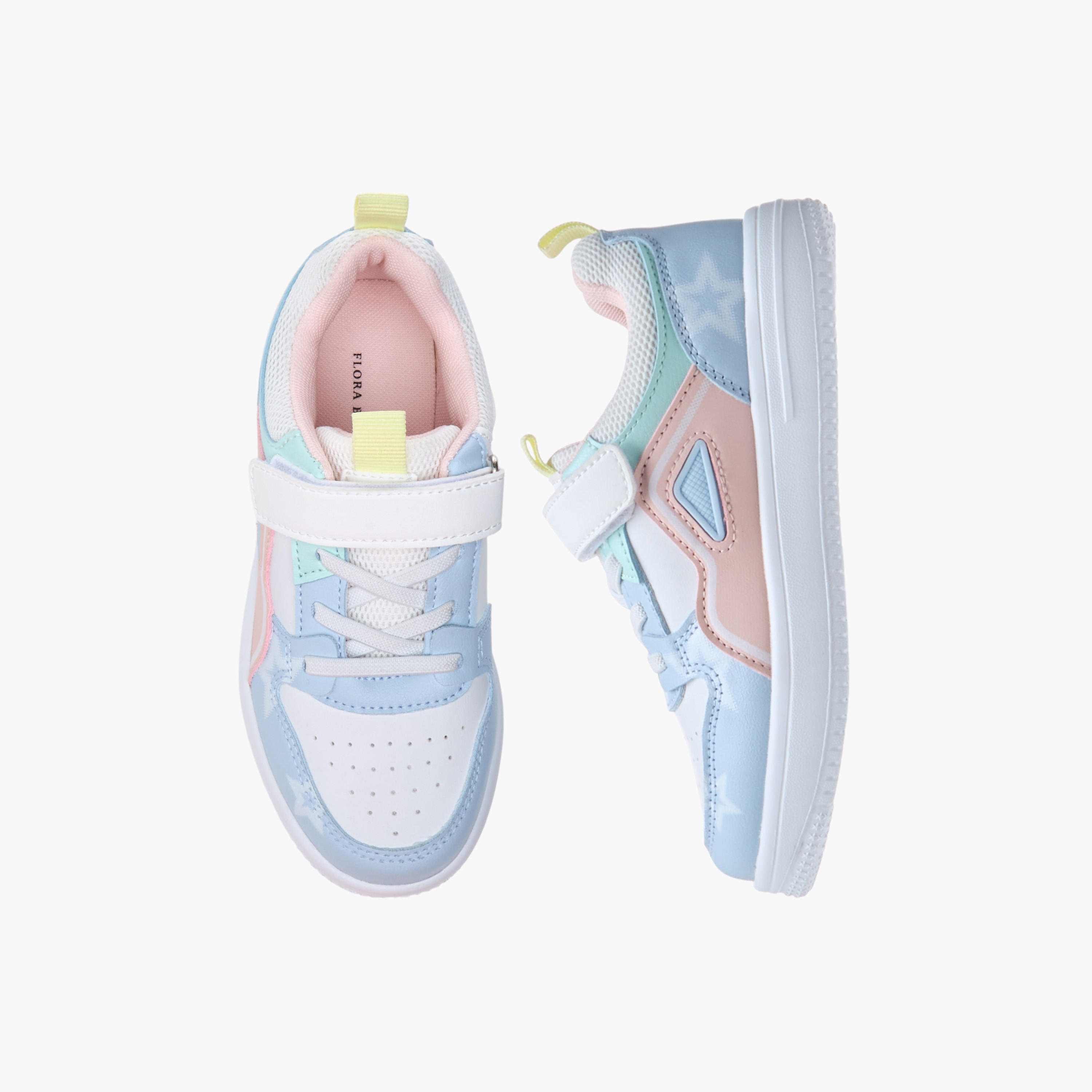 Flora Bella Colourblock Sneakers with Hook and Loop Closure-girls-shoes-sneakers-image-1