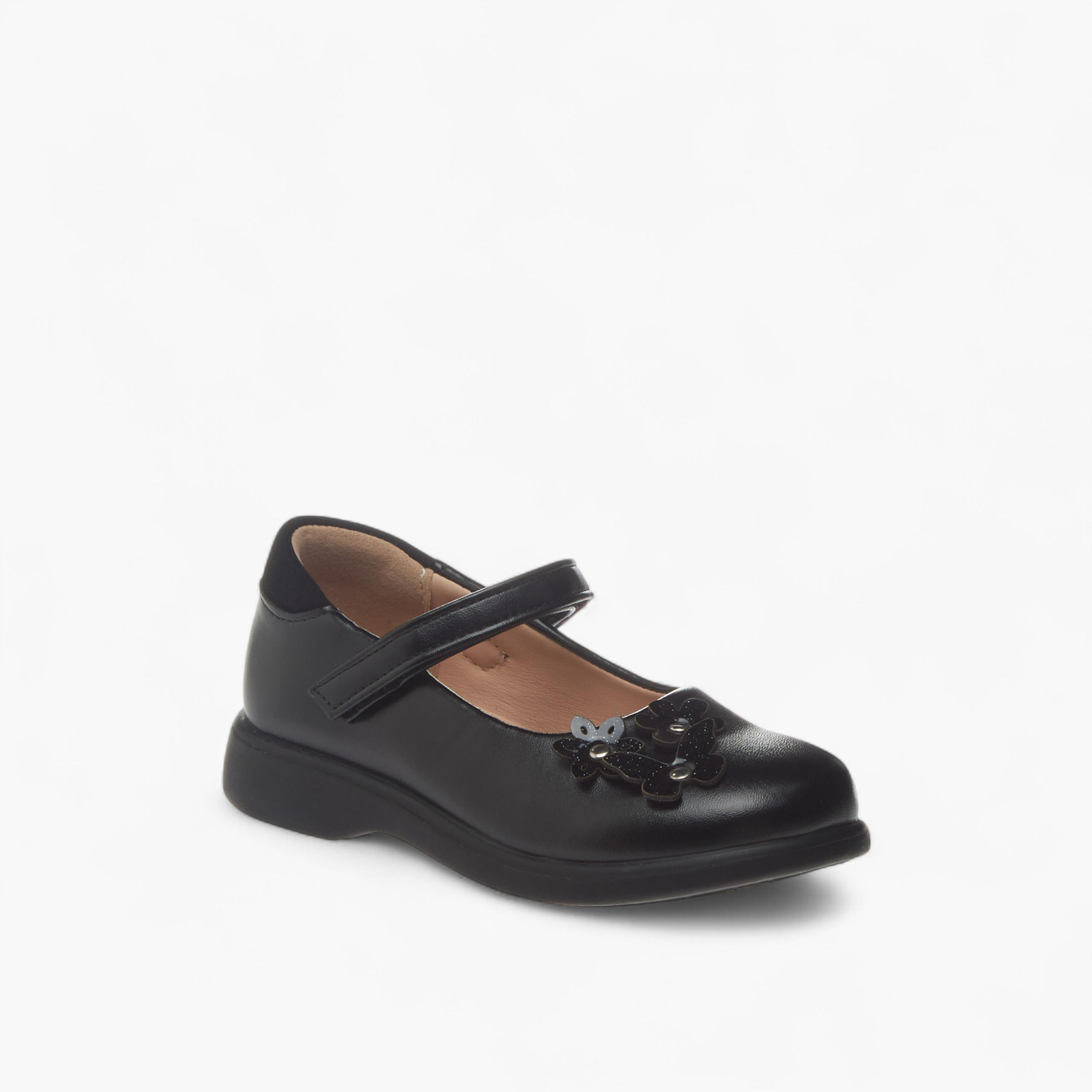 Flora Bella Applique Detail School Shoes with Hook and Loop Closure-girls-shoes-schoolshoes-image-2