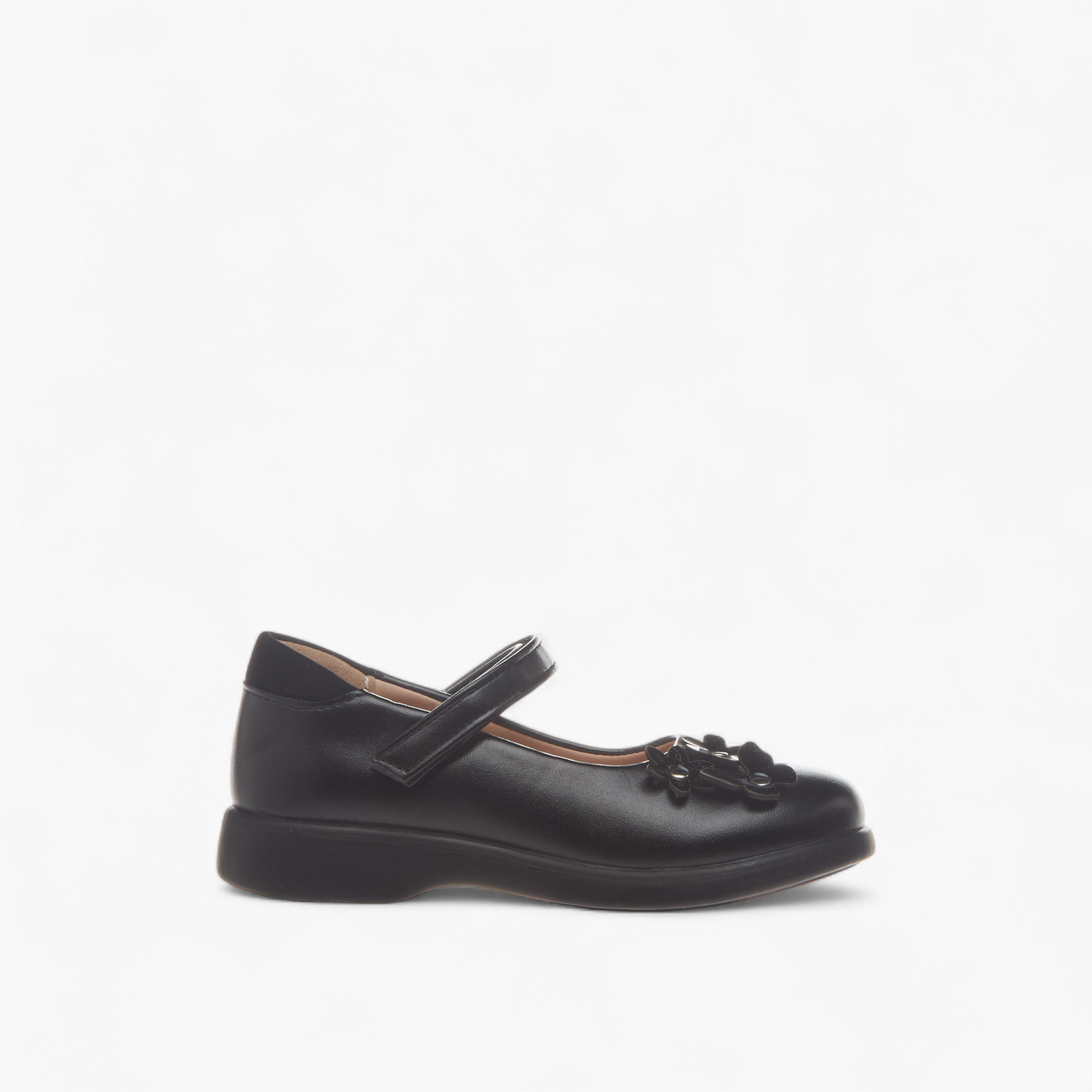 Flora Bella Applique Detail School Shoes with Hook and Loop Closure-girls-shoes-schoolshoes-image-3