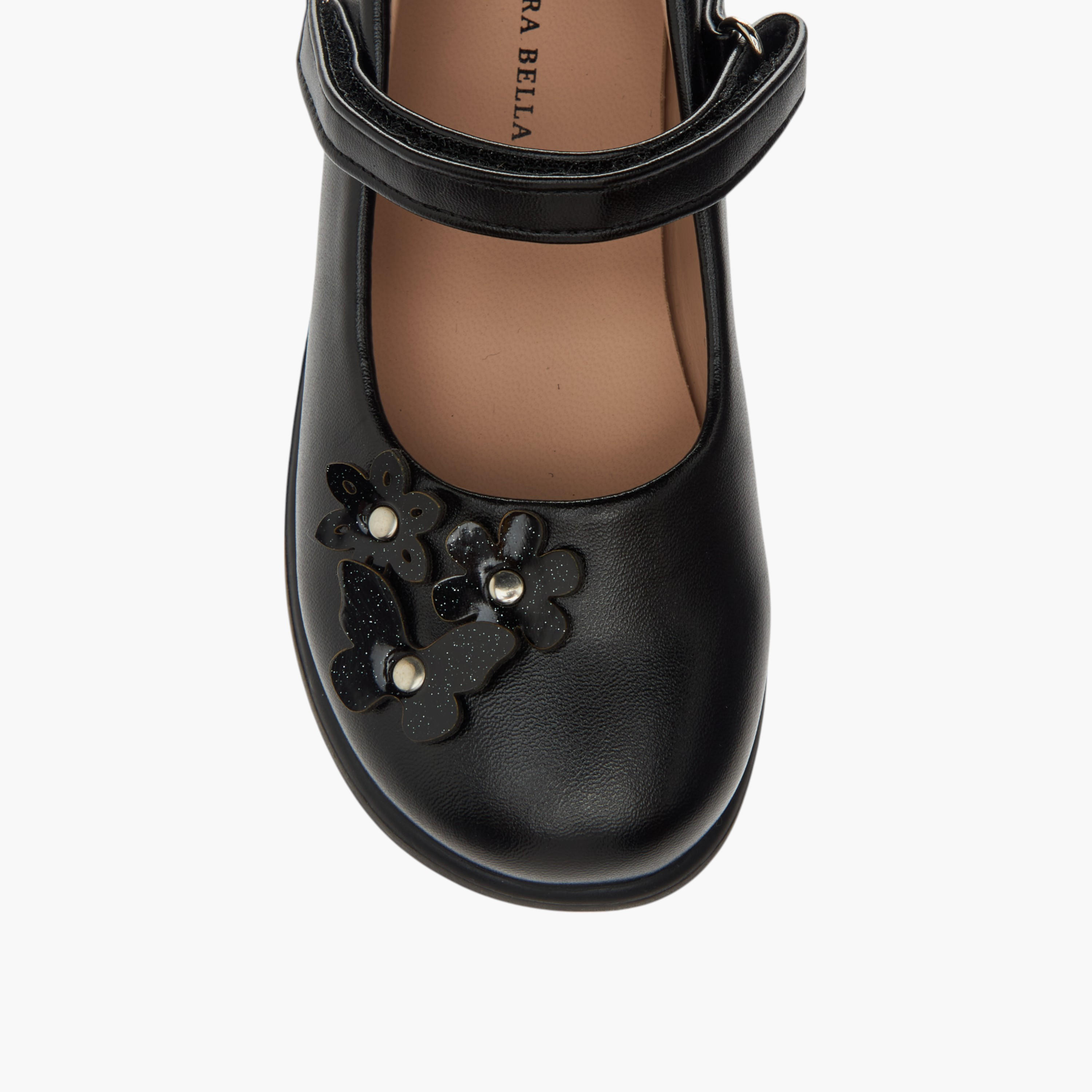 Flora Bella Applique Detail School Shoes with Hook and Loop Closure-girls-shoes-schoolshoes-image-4