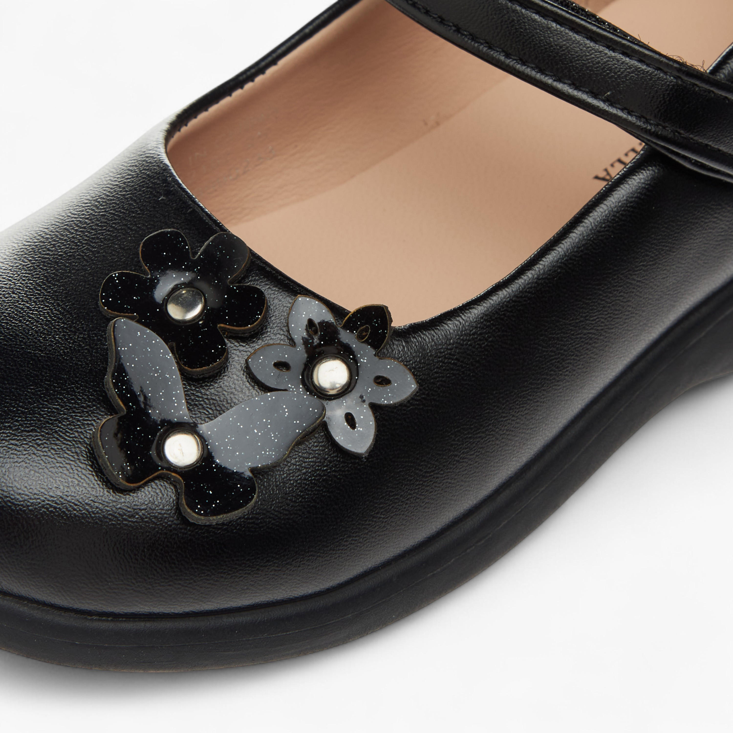 Flora Bella Applique Detail School Shoes with Hook and Loop Closure-girls-shoes-schoolshoes-image-6