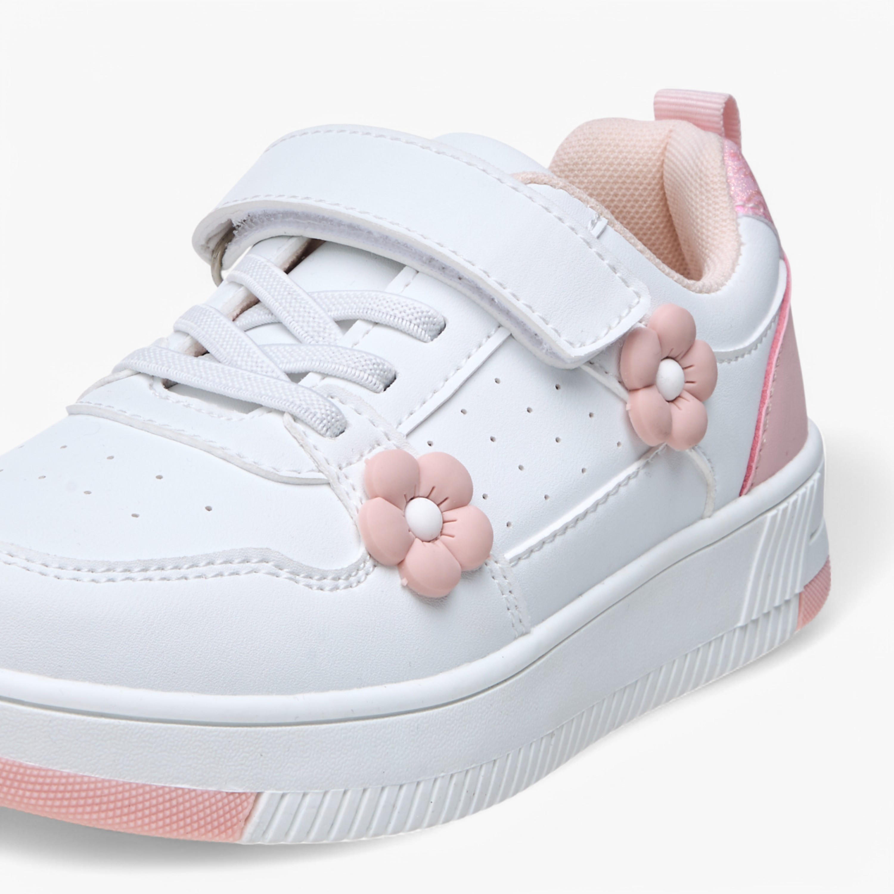 Flora Bella Floral Accent Sneakers with Hook and Loop Closure-girls-shoes-sneakers-image-4