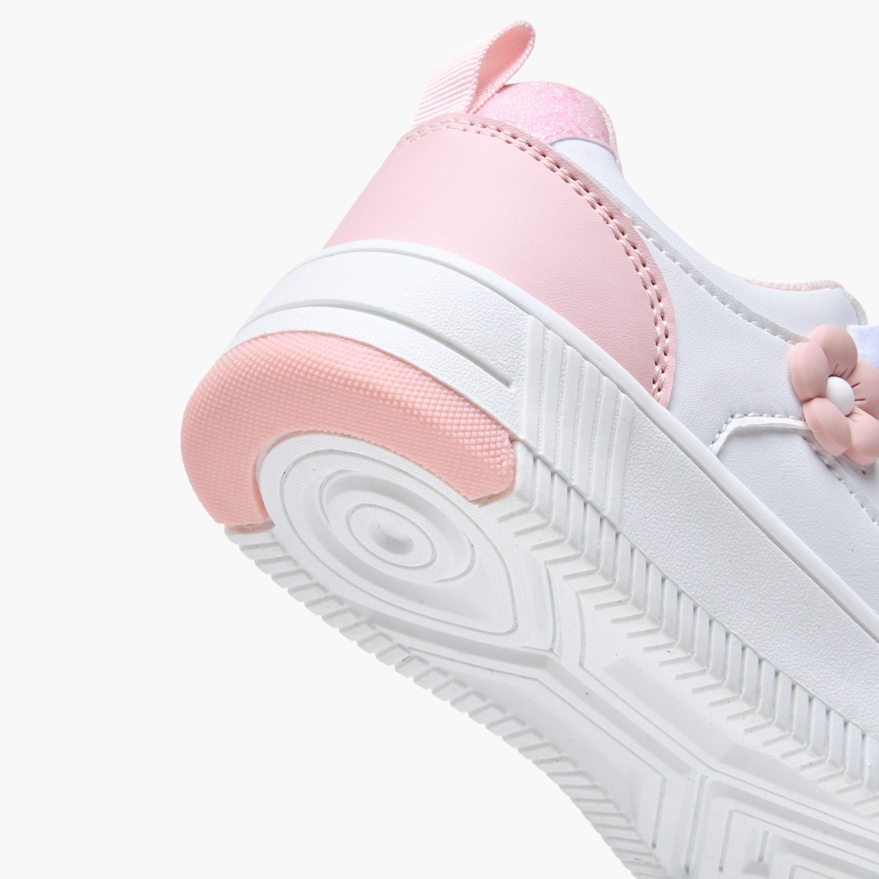 Flora Bella Floral Accent Sneakers with Hook and Loop Closure-girls-shoes-sneakers-image-5