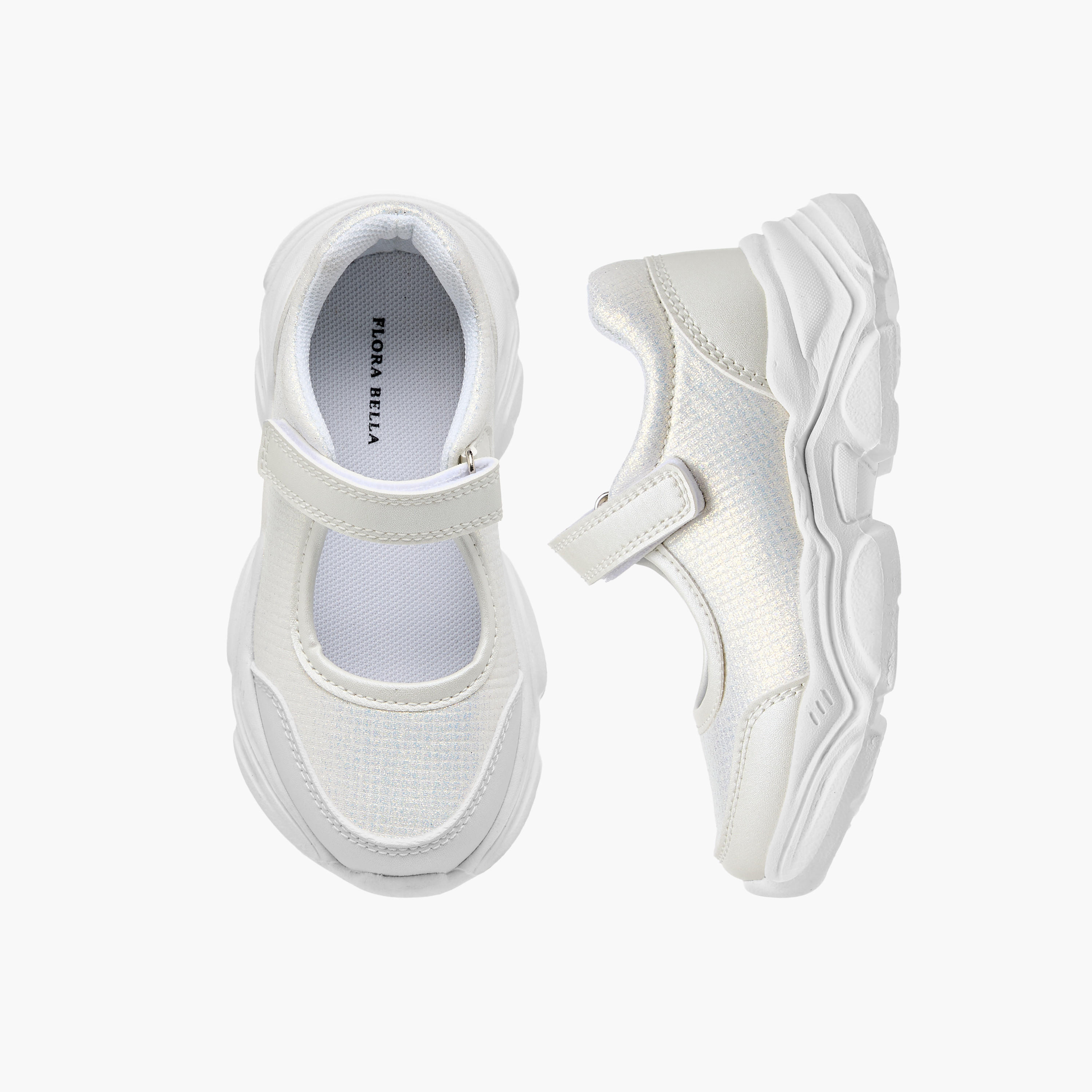 Flora Bella Textured Mary Jane Shoes with Hook and Loop Closure-girls-shoes-sneakers-image-1