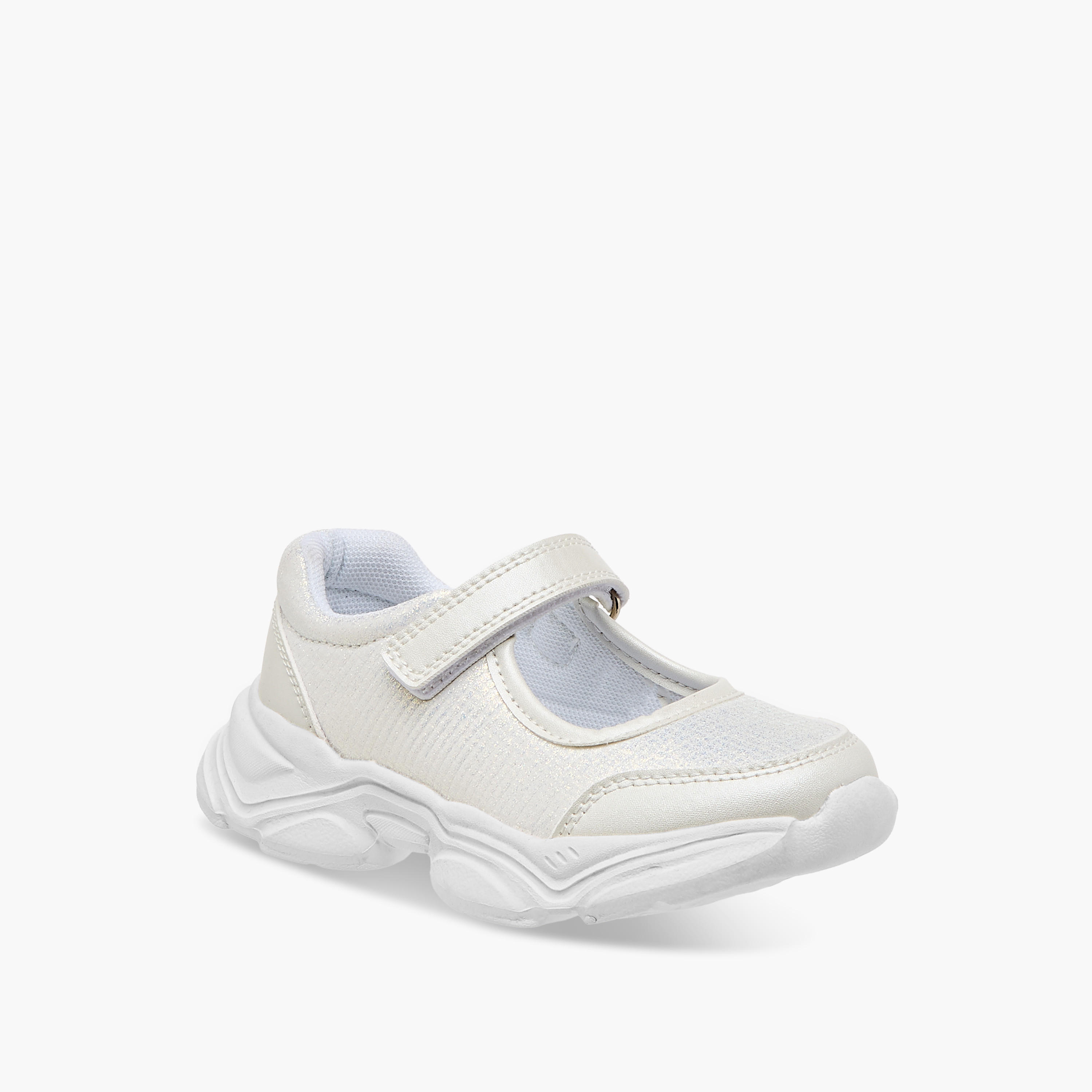 Flora Bella Textured Mary Jane Shoes with Hook and Loop Closure-girls-shoes-sneakers-image-2