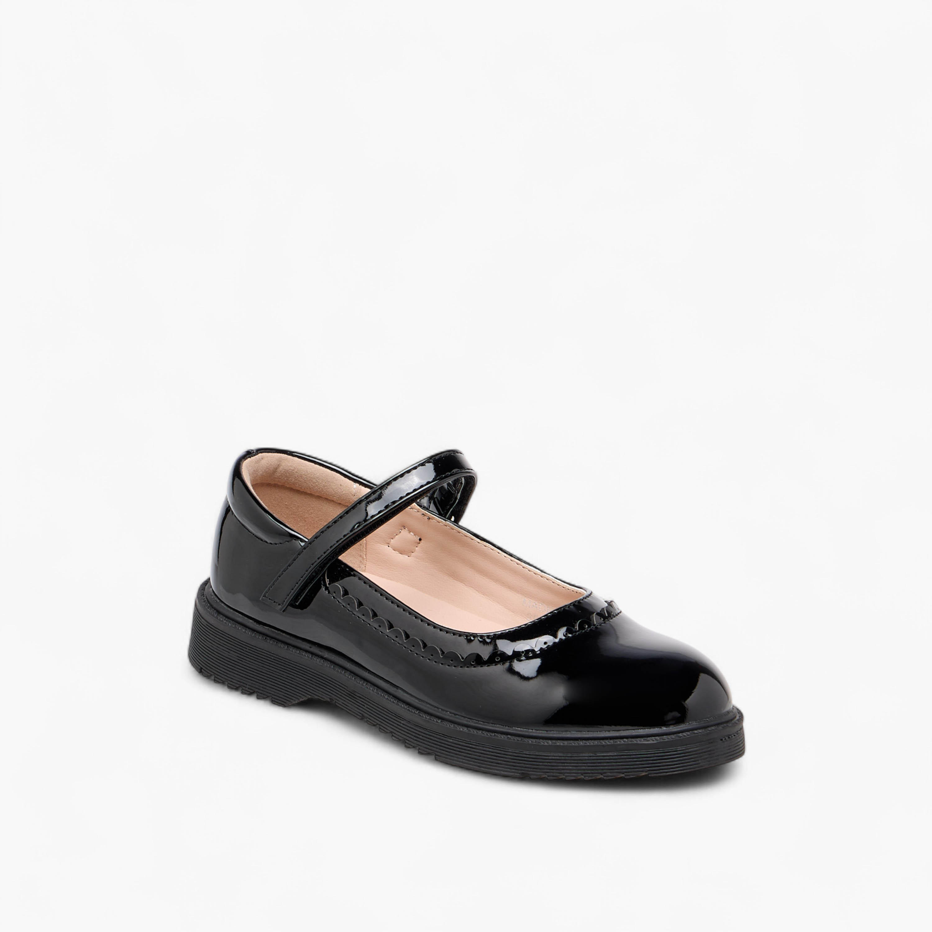 Flora Bella Scalloped Detail Mary Jane School Shoes with Hook and Loop Closure-girls-shoes-schoolshoes-image-2