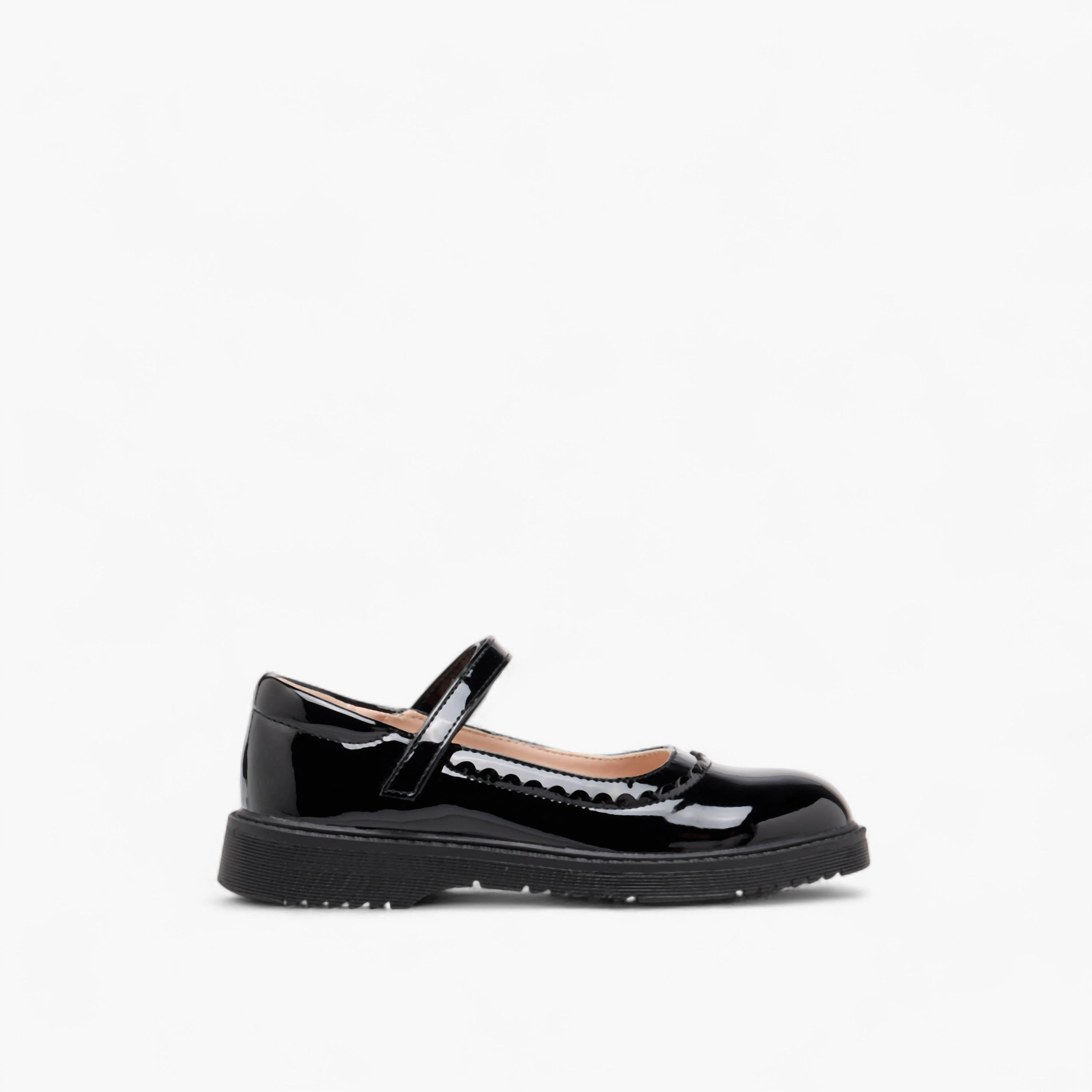 Flora Bella Scalloped Detail Mary Jane School Shoes with Hook and Loop Closure-girls-shoes-schoolshoes-image-3