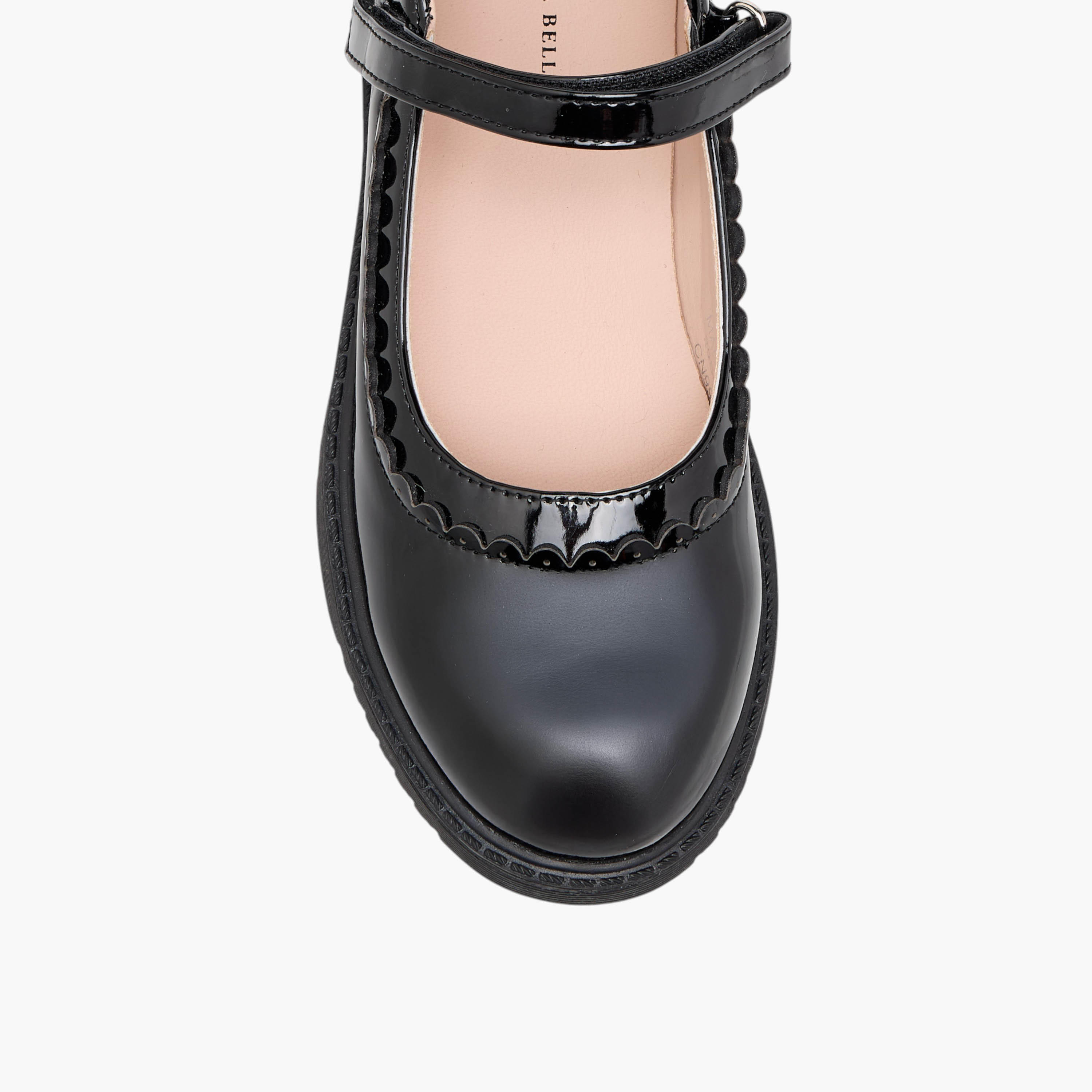 Flora Bella Scalloped Detail Mary Jane School Shoes with Hook and Loop Closure-girls-shoes-schoolshoes-image-4