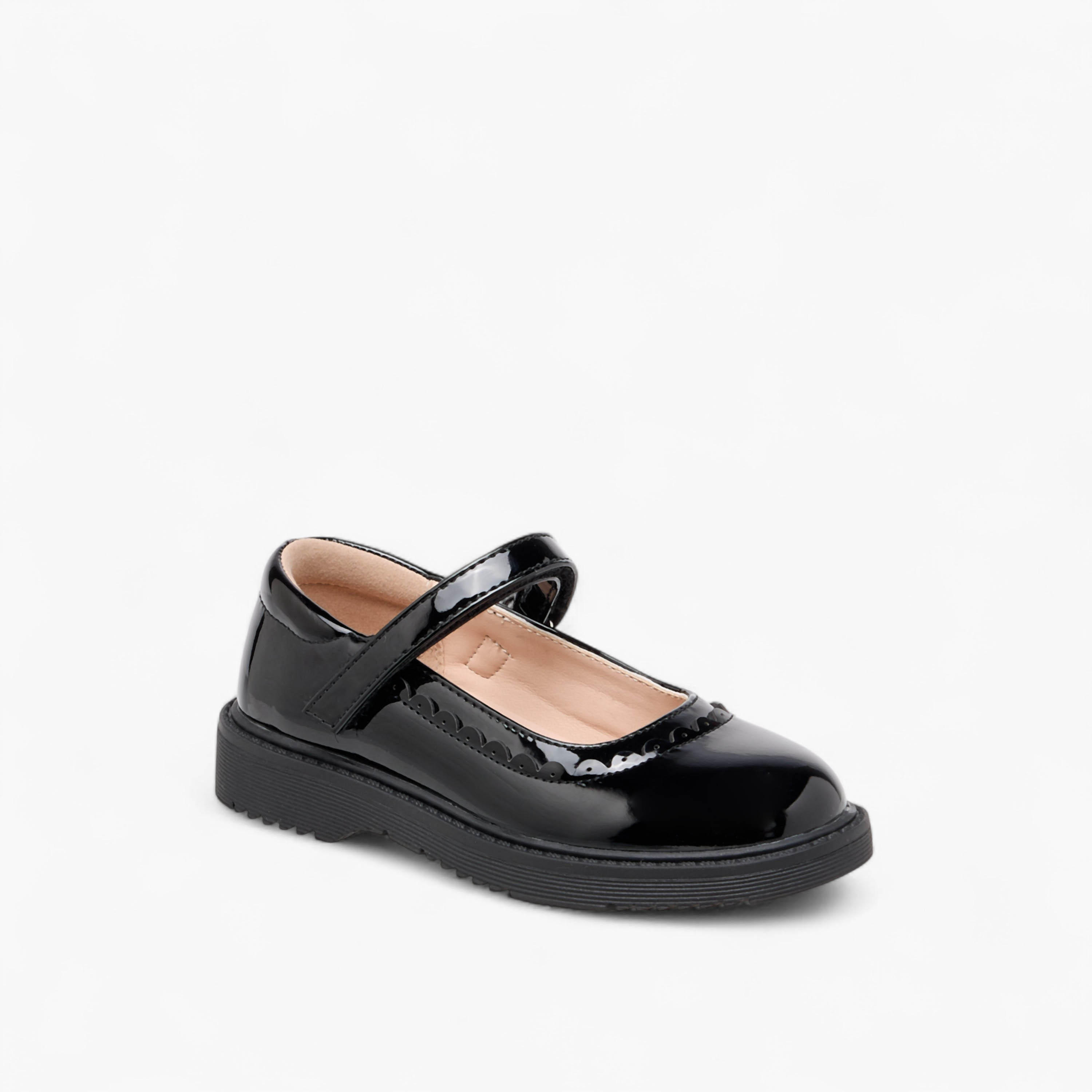 Flora Bella Scalloped Detail Mary Jane School Shoes with Hook and Loop Closure-girls-shoes-schoolshoes-image-2