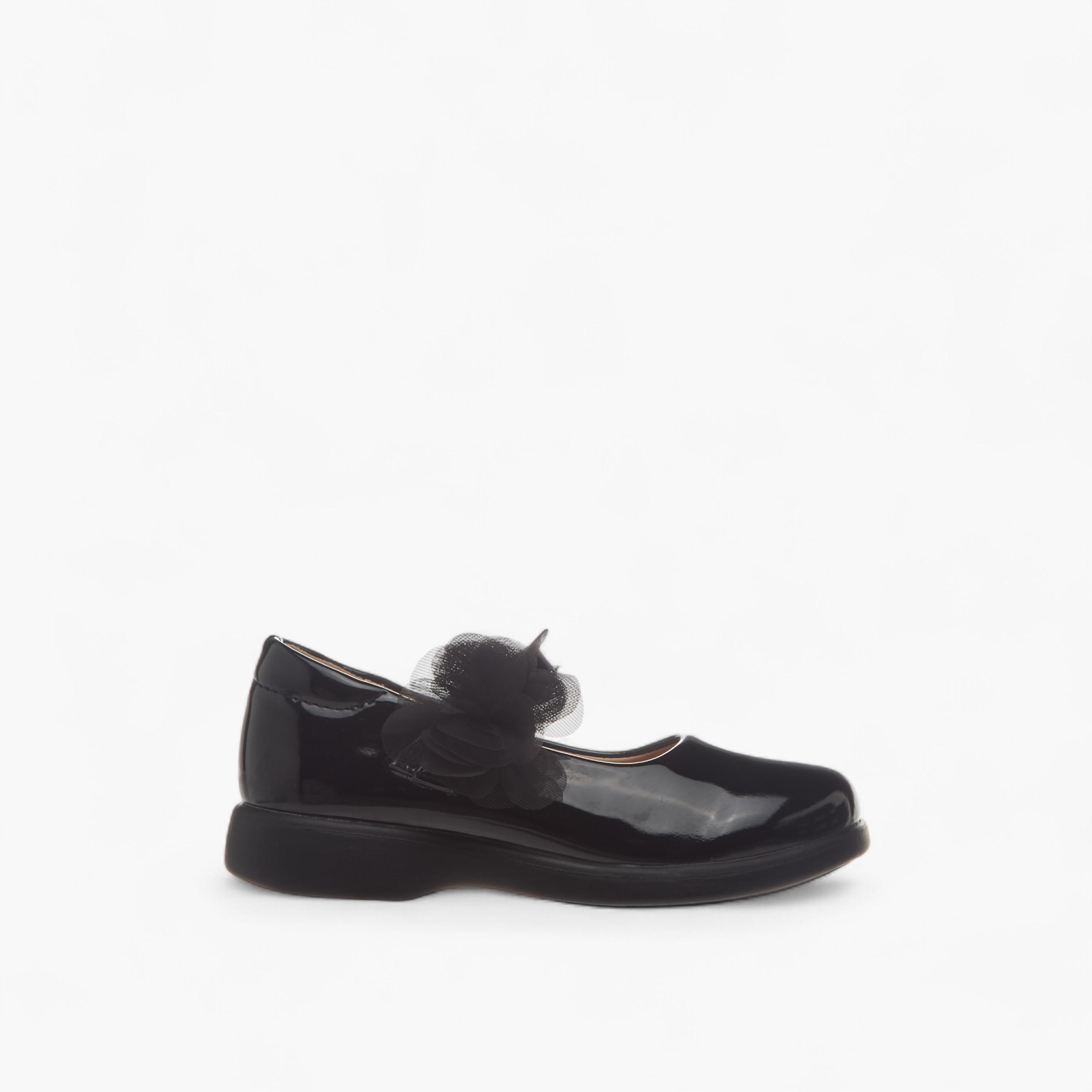 Flora Bella Flower Applique School Shoes with Hook and Loop Closure-girls-shoes-schoolshoes-image-3