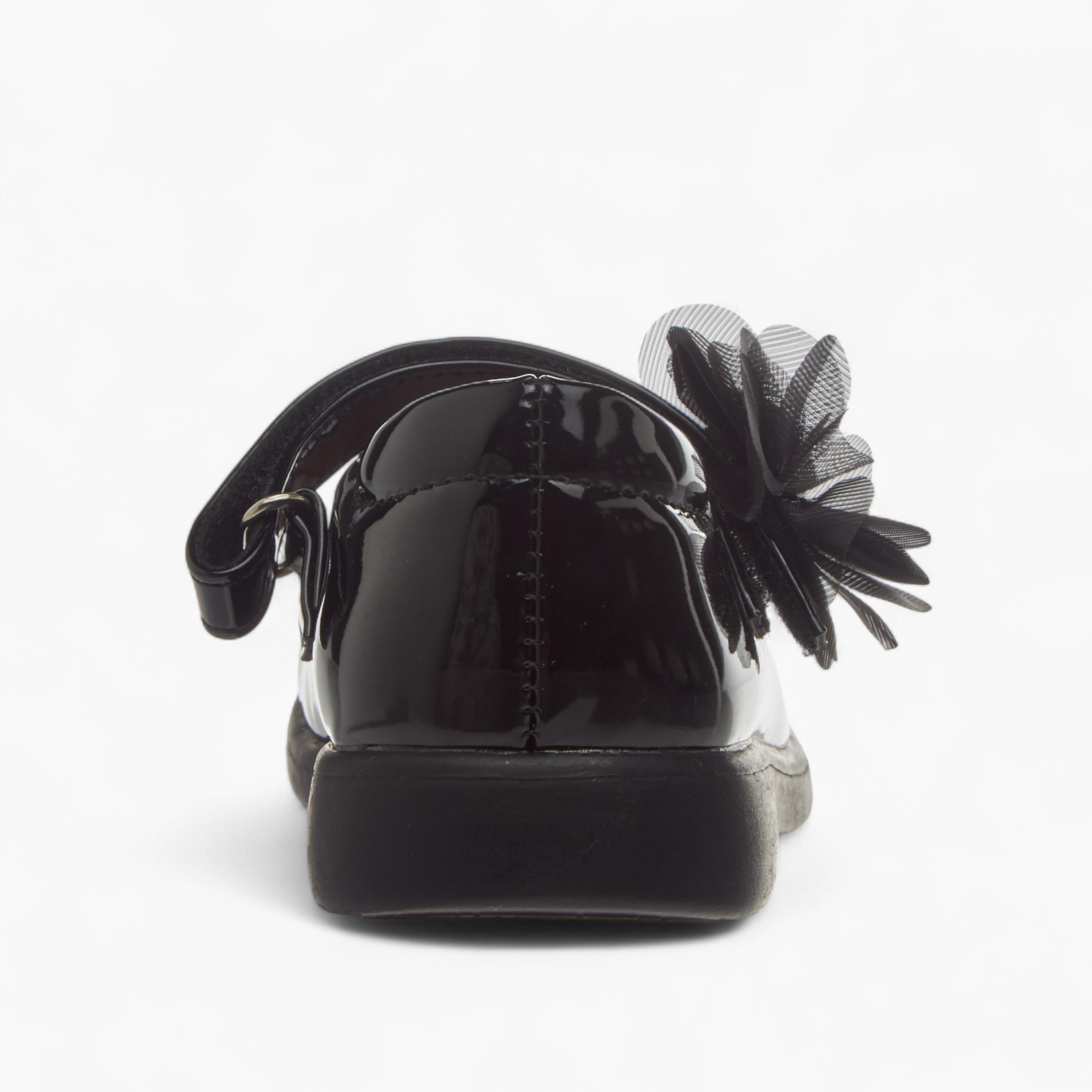 Flora Bella Flower Applique School Shoes with Hook and Loop Closure-girls-shoes-schoolshoes-image-5