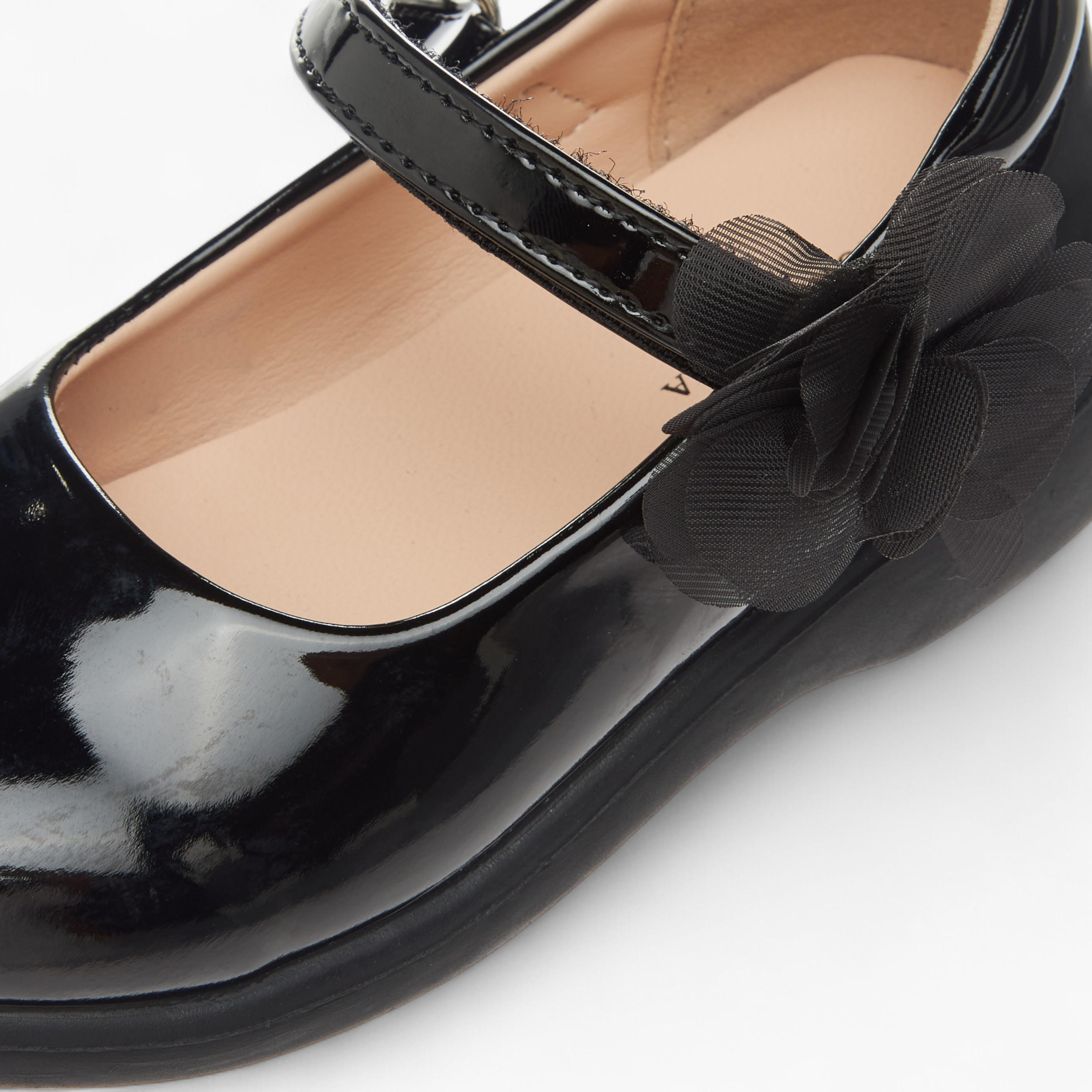 Flora Bella Flower Applique School Shoes with Hook and Loop Closure-girls-shoes-schoolshoes-image-6