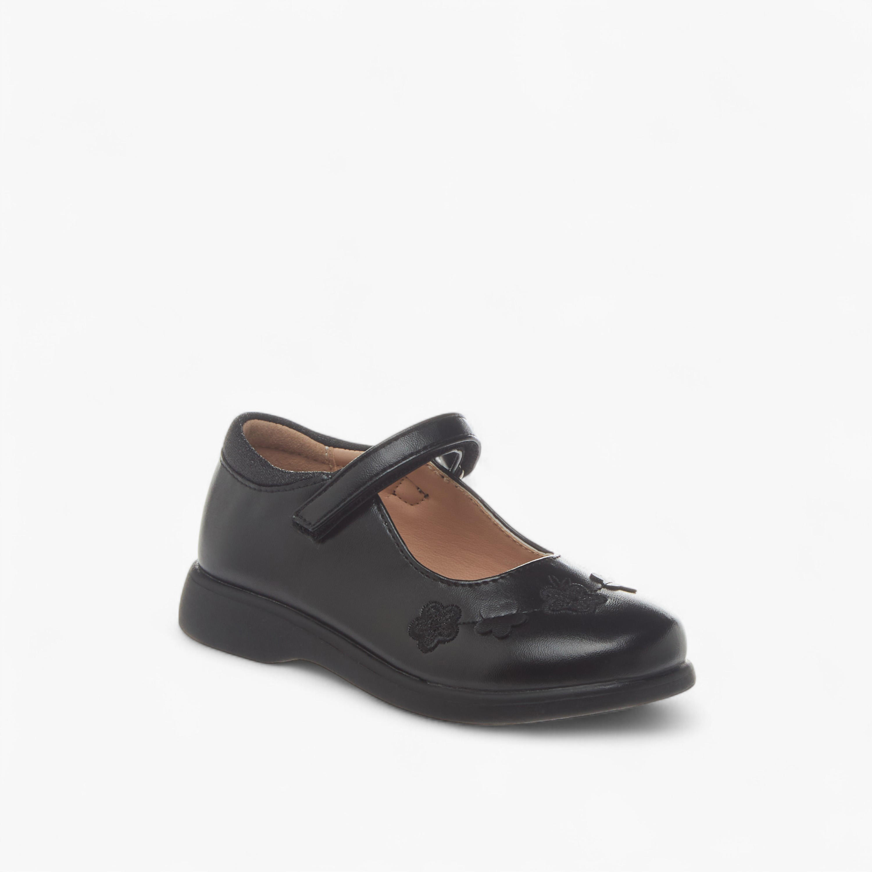 Flora Bella Embroidered School Shoes with Hook and Loop Closure-girls-shoes-schoolshoes-image-2