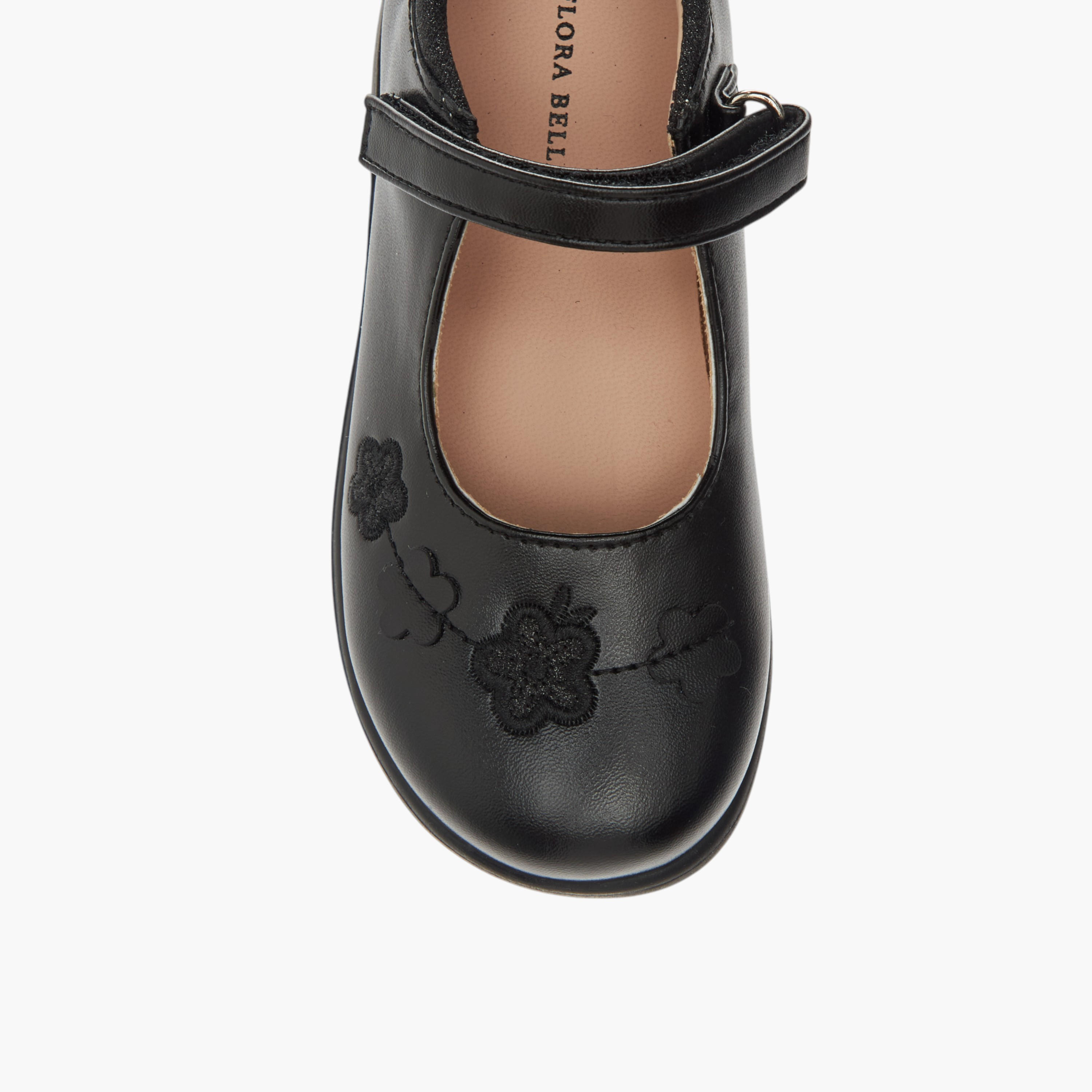 Flora Bella Embroidered School Shoes with Hook and Loop Closure-girls-shoes-schoolshoes-image-4