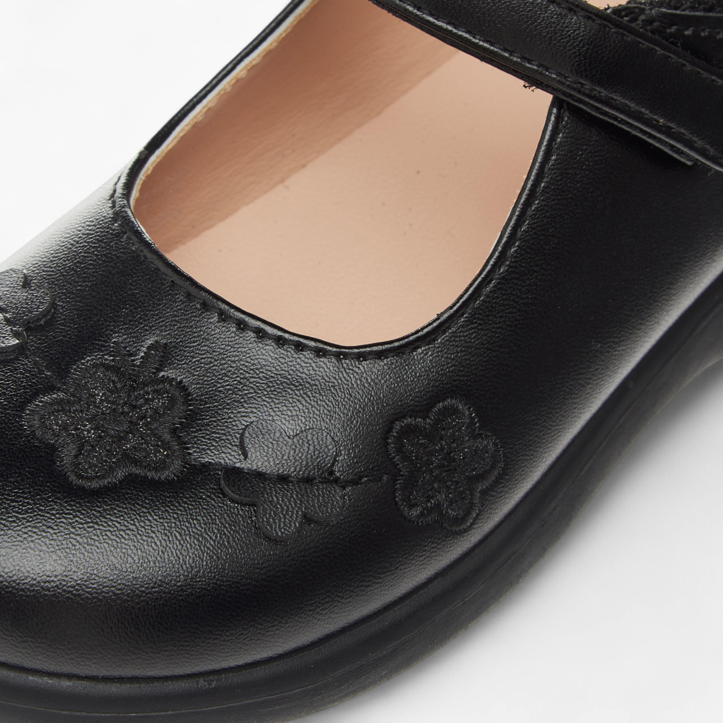 Flora Bella Embroidered School Shoes with Hook and Loop Closure-girls-shoes-schoolshoes-image-6