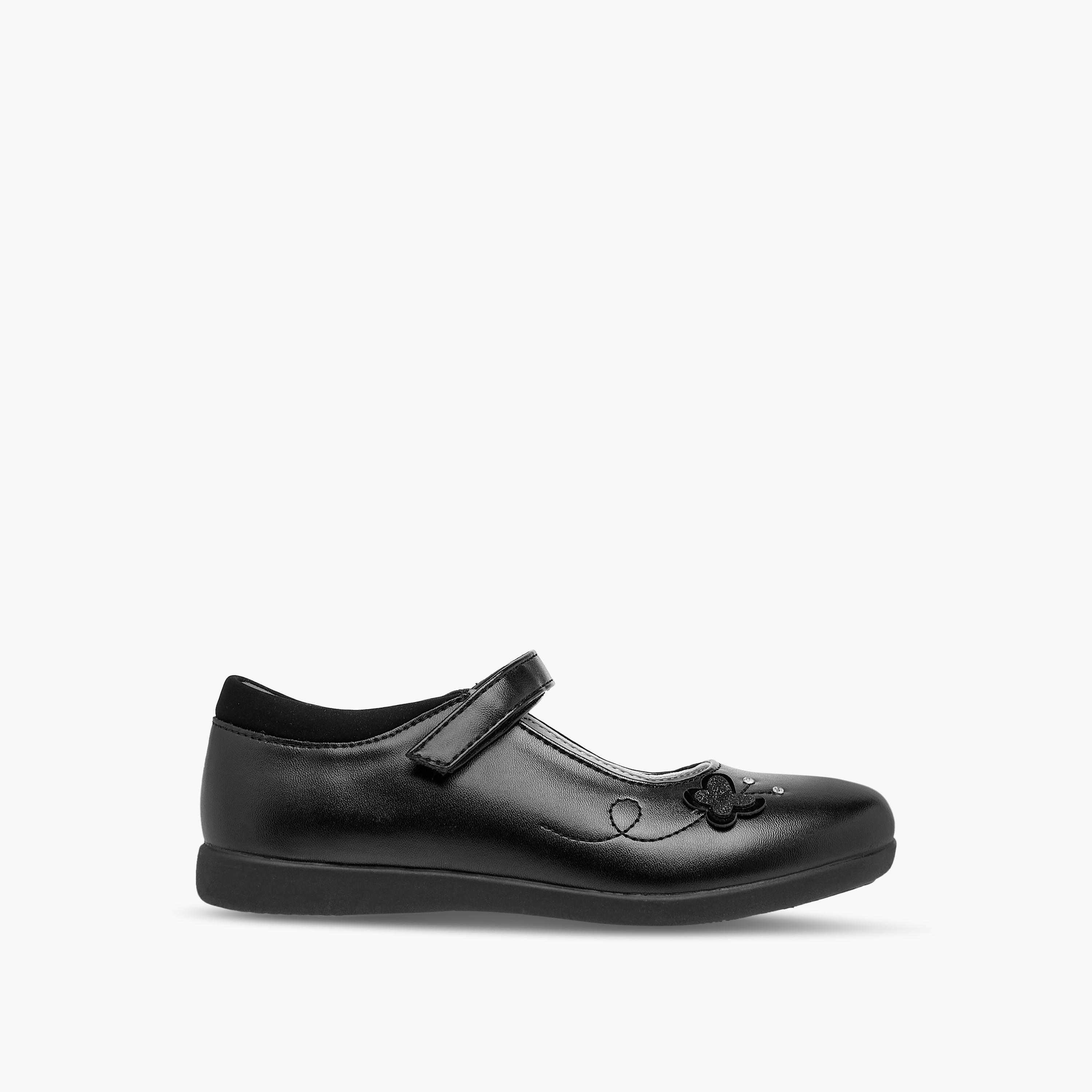Flora Bella Floral Applique Mary Jane School Shoes with Hook and Loop Closure-girls-shoes-schoolshoes-image-3