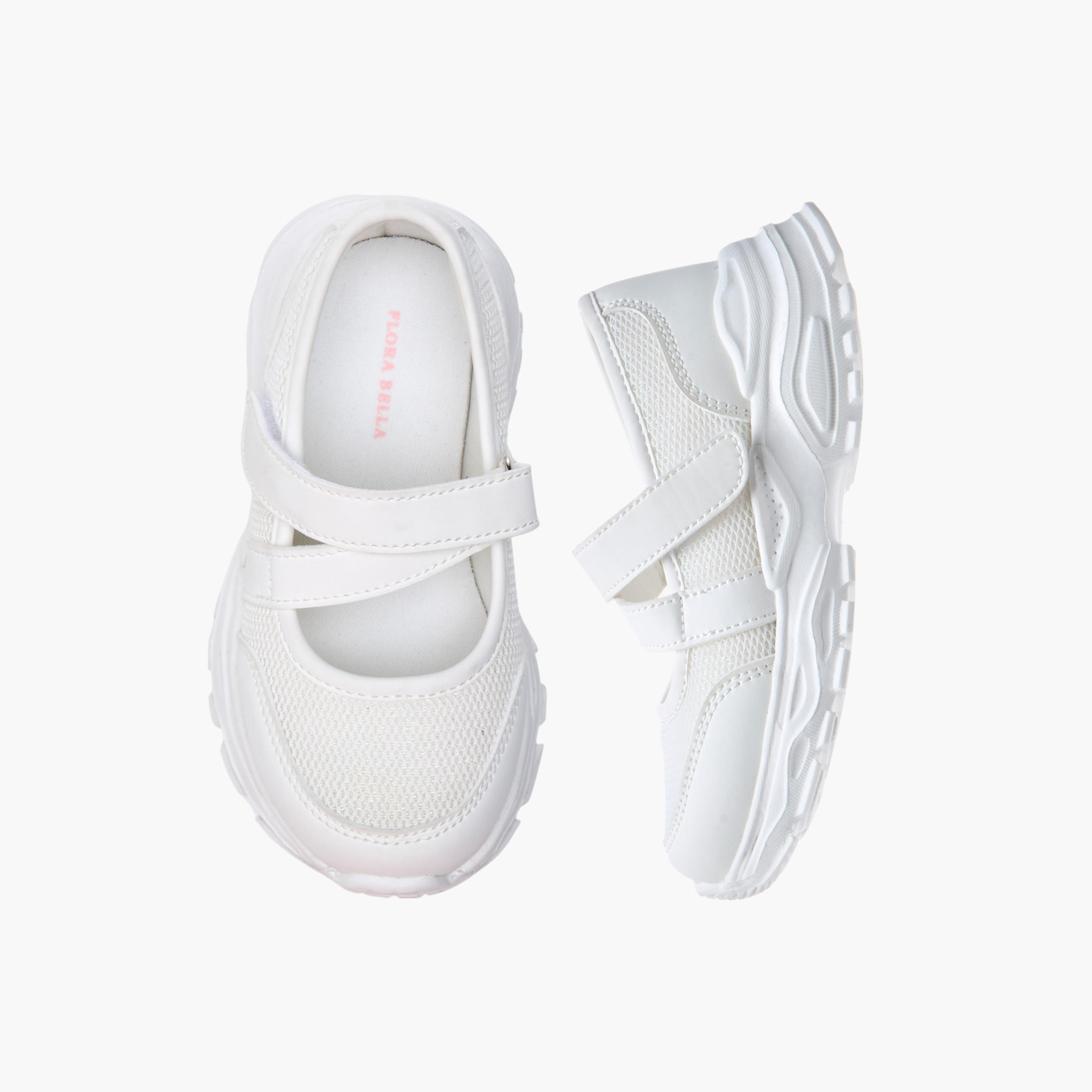 Flora Bella Textured Mary Jane Shoes with Hook and Loop Closure-girls-shoes-sneakers-image-1