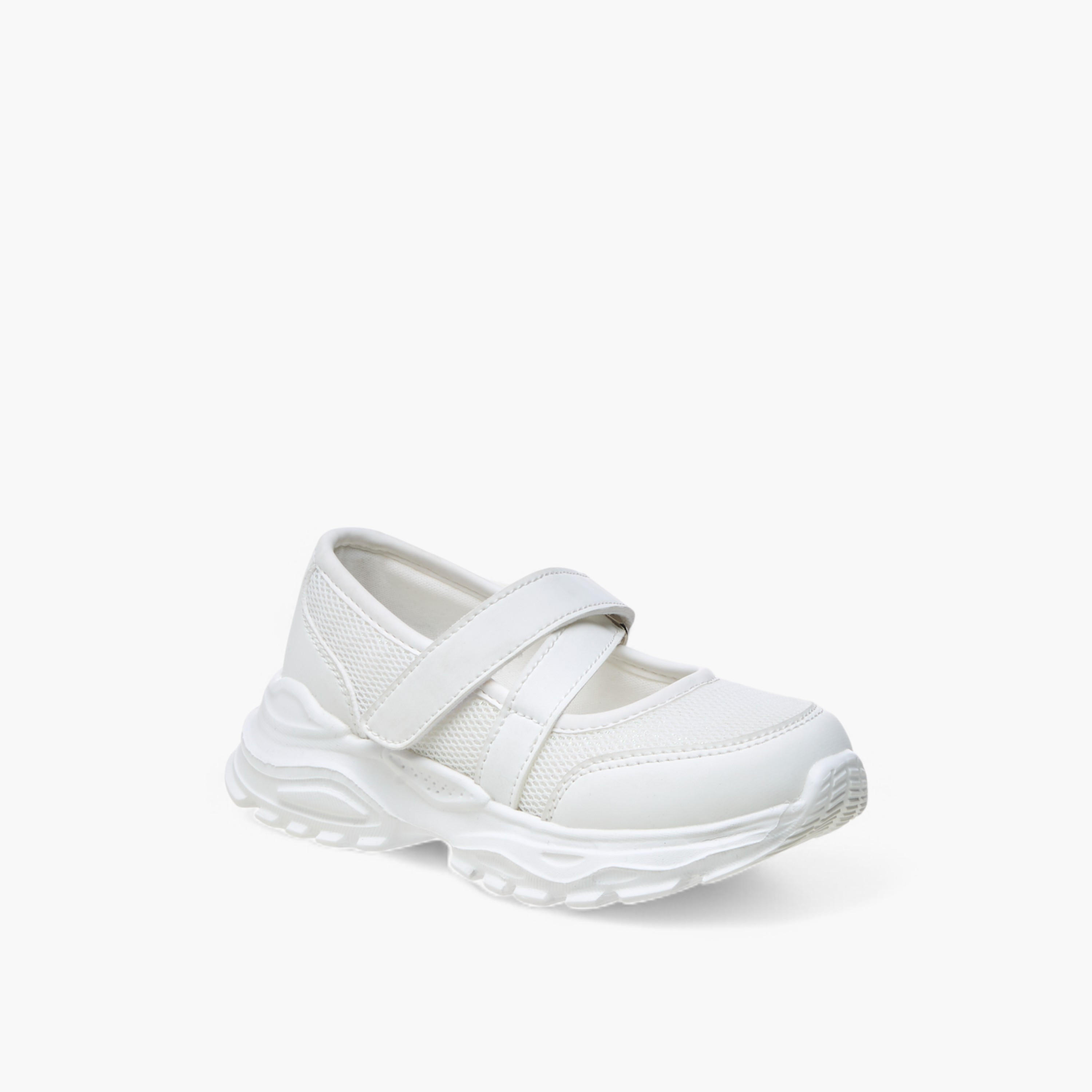 Flora Bella Textured Mary Jane Shoes with Hook and Loop Closure-girls-shoes-sneakers-image-2