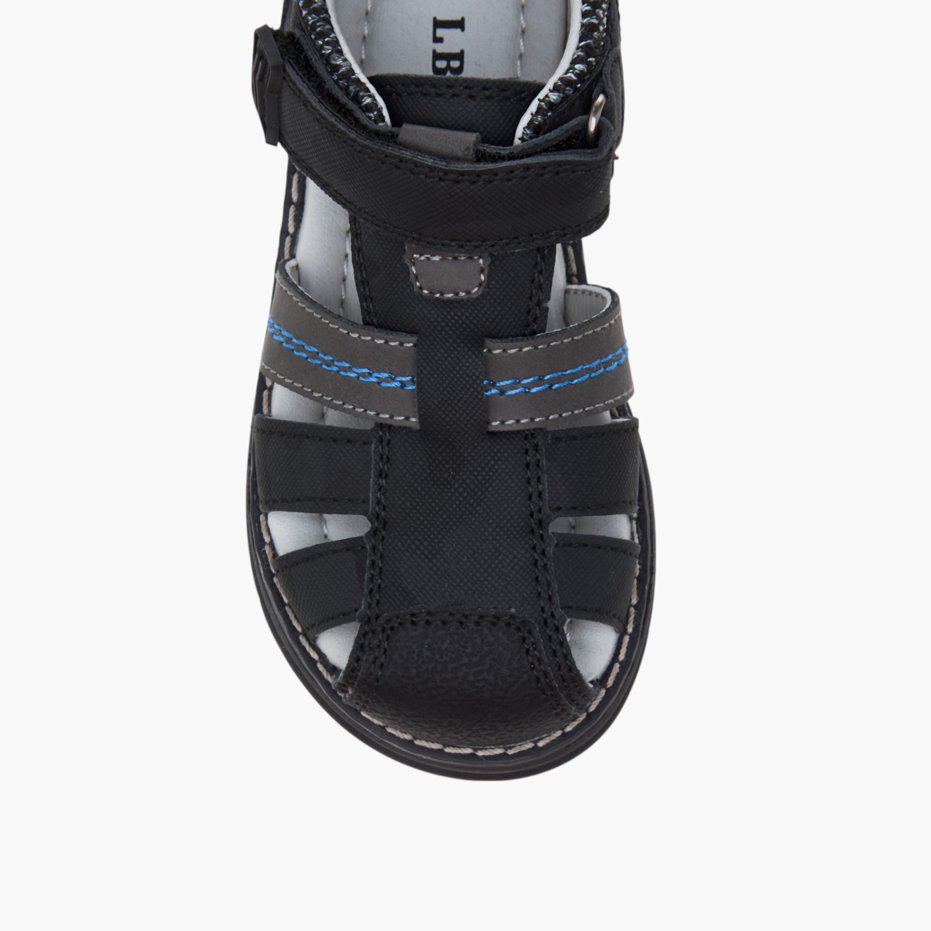 LBL by Shoexpress Strap Sandals with Hook and Loop Closure-boys-shoes-sandals-image-3