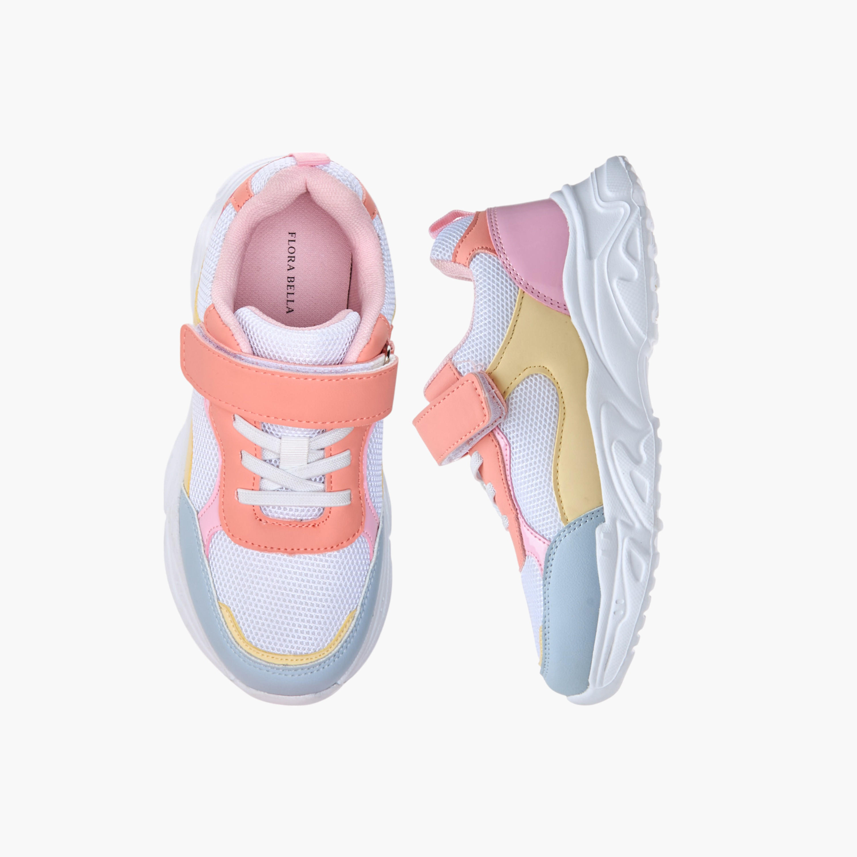 Flora Bella Colourblock Sneakers with Hook and Loop Closure-girls-shoes-sneakers-image-1