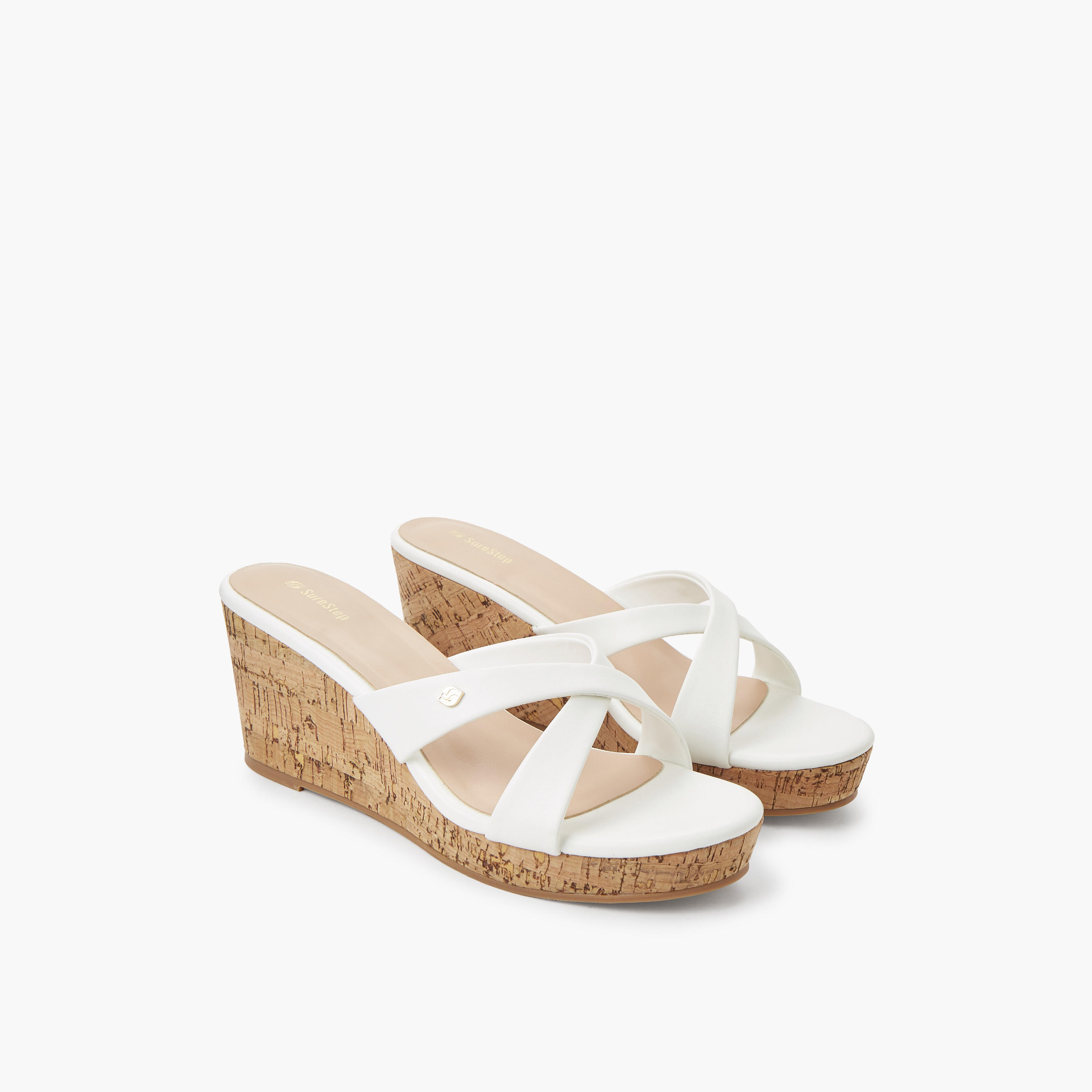 Surestep Women Lightweight Elegant Wedge Heel Sandals with Cork Finish-women-shoes-sandals-heeled-image-1