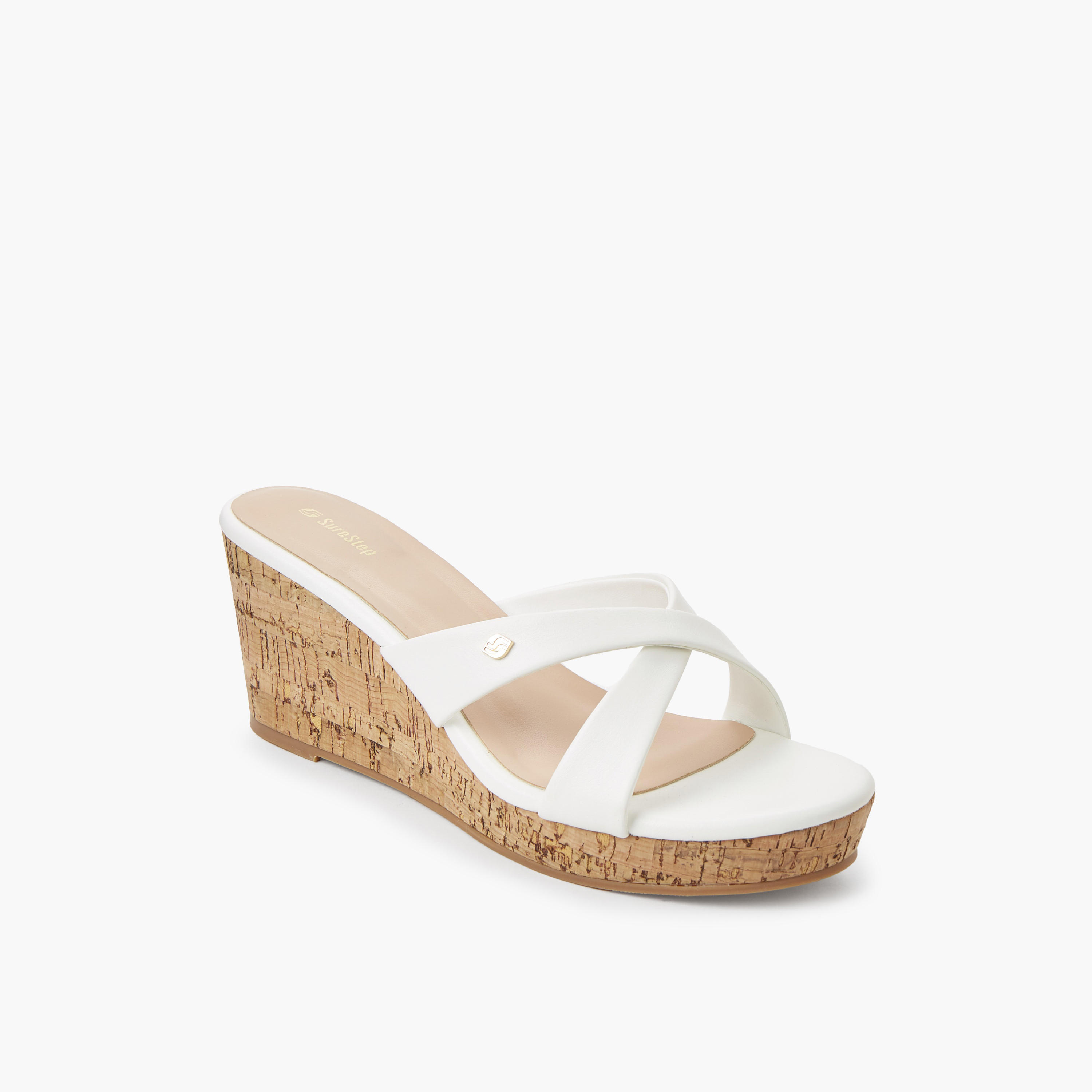 Surestep Women Lightweight Elegant Wedge Heel Sandals with Cork Finish-women-shoes-sandals-heeled-image-2
