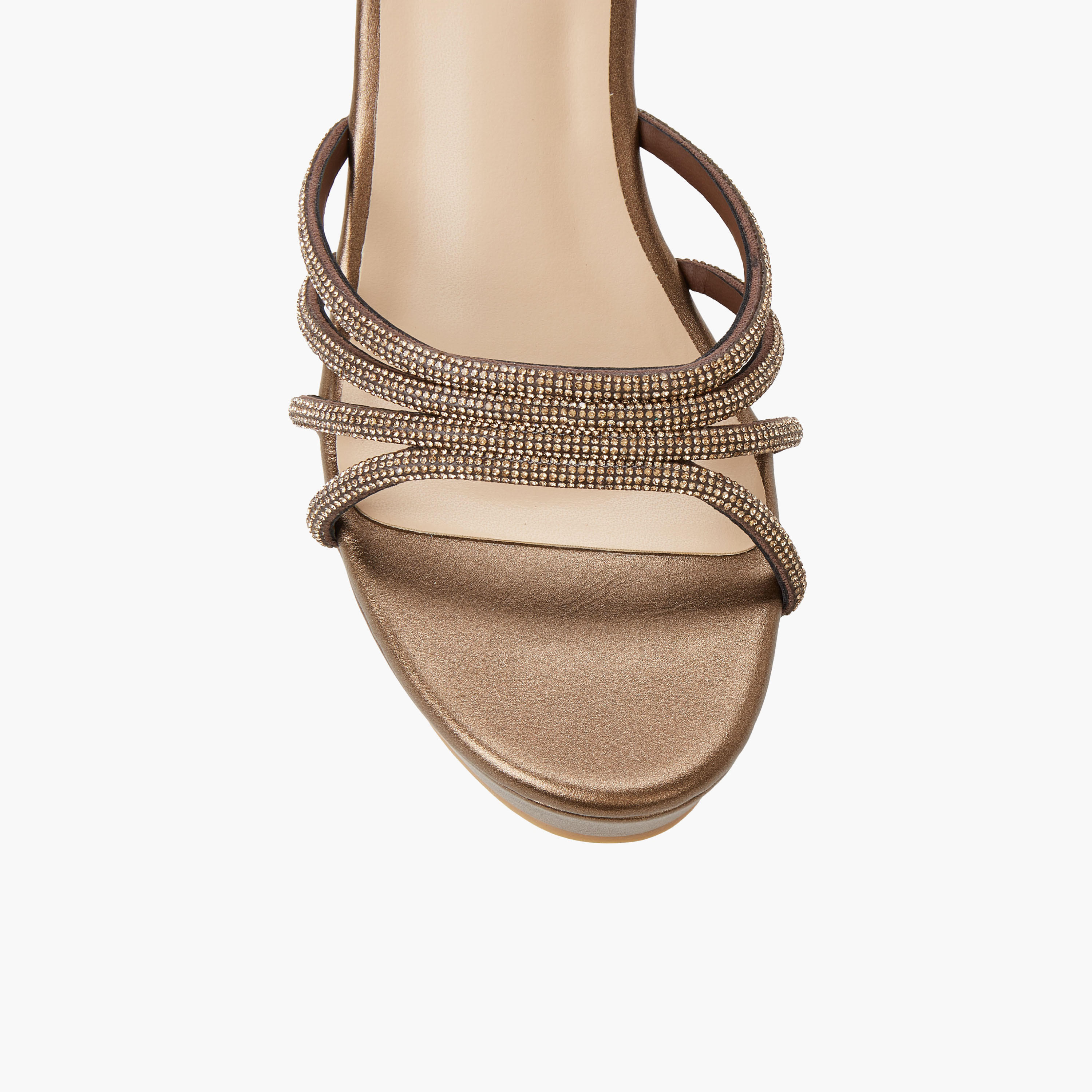 Surestep Women Metallic Wedge Heel Sandals with Embellished Straps-women-shoes-sandals-heeled-image-5