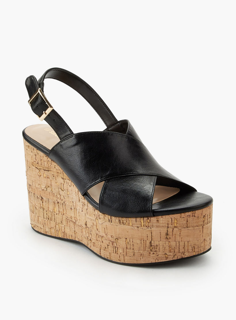 Surestep Women Lightweight Wedge Heel Sandals with Buckle Detailing-women-shoes-sandals-heeled-image-2