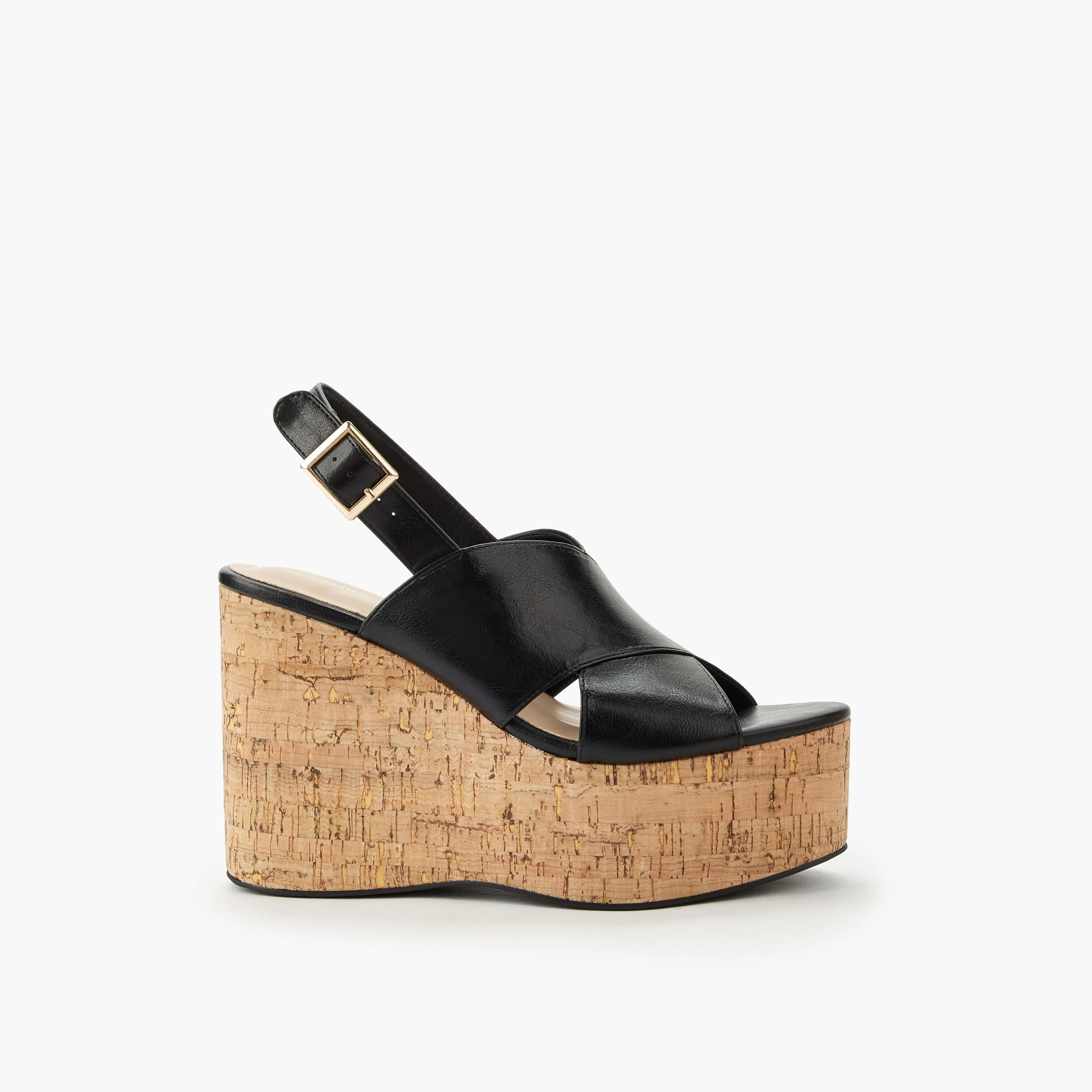 Surestep Women Lightweight Wedge Heel Sandals with Buckle Detailing-women-shoes-sandals-heeled-image-3