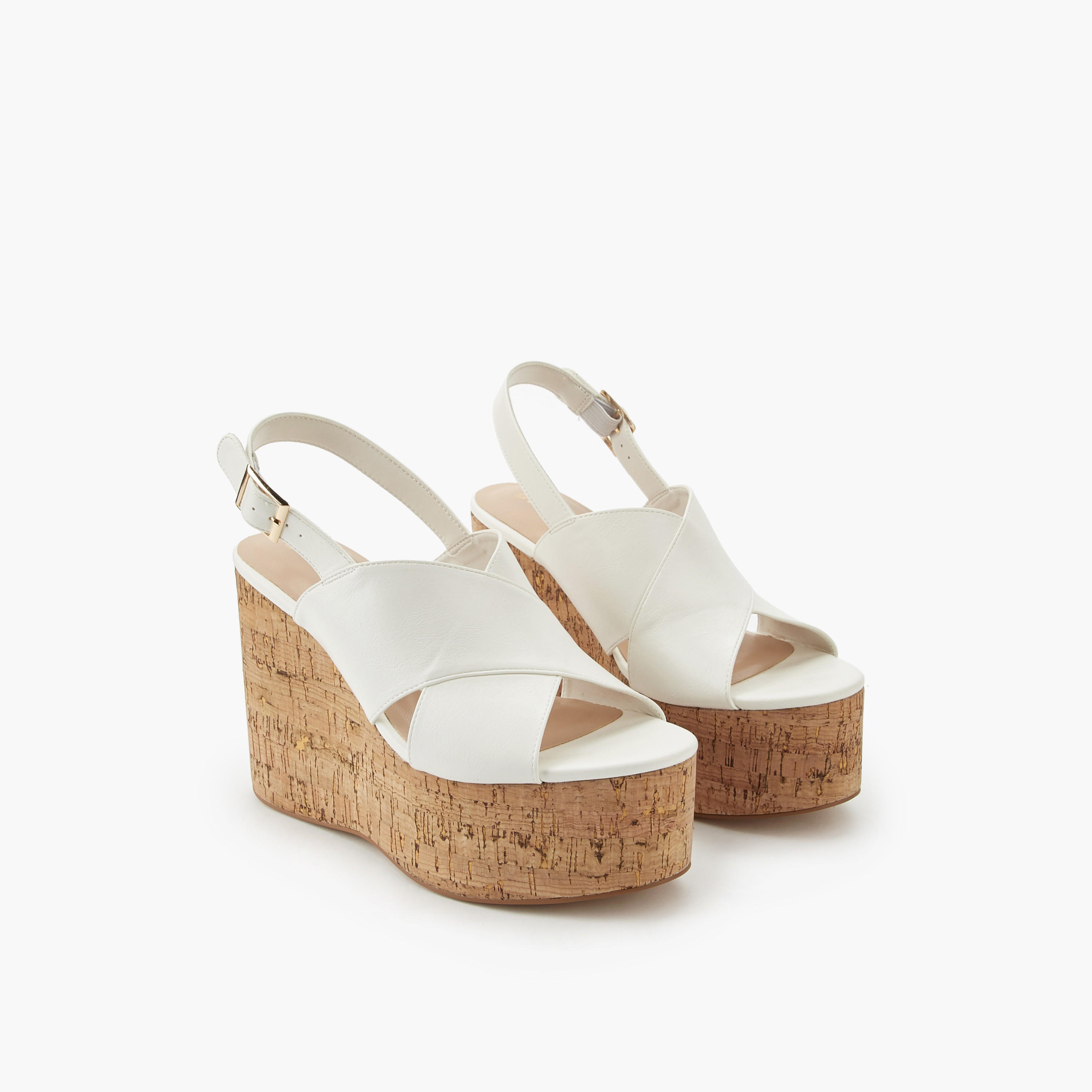 Surestep Women Lightweight Wedge Heel Sandals with Buckle Detailing-women-shoes-sandals-heeled-image-1