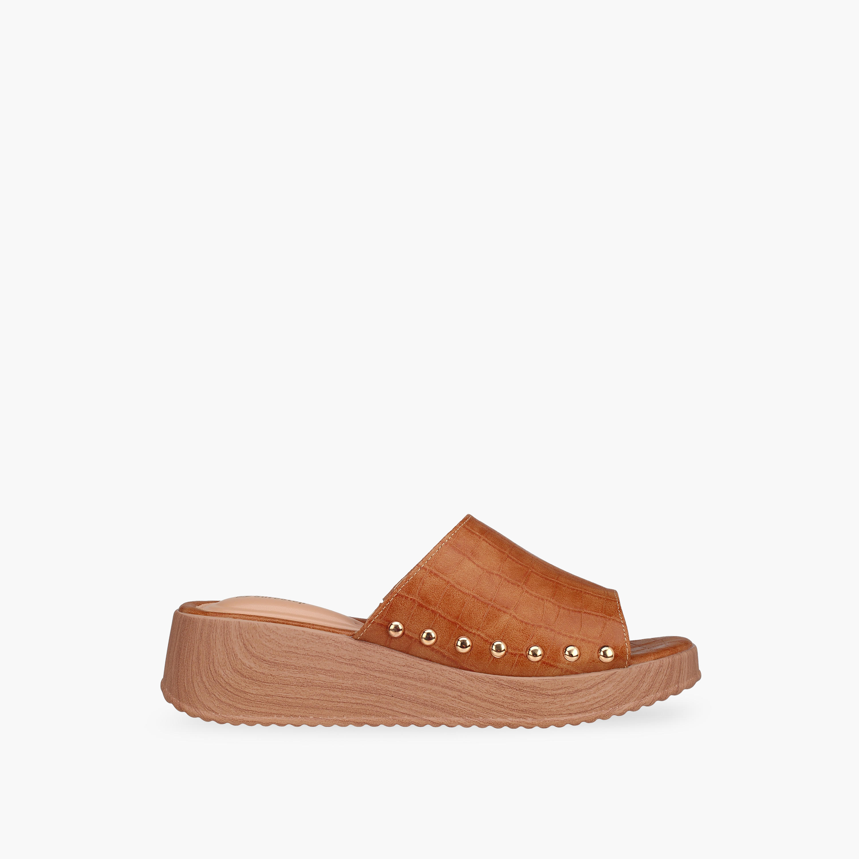 Surestep Women Lightweight Textured Flatform Heel Sandals with Stud Detailing-women-shoes-sandals-heeled-image-3