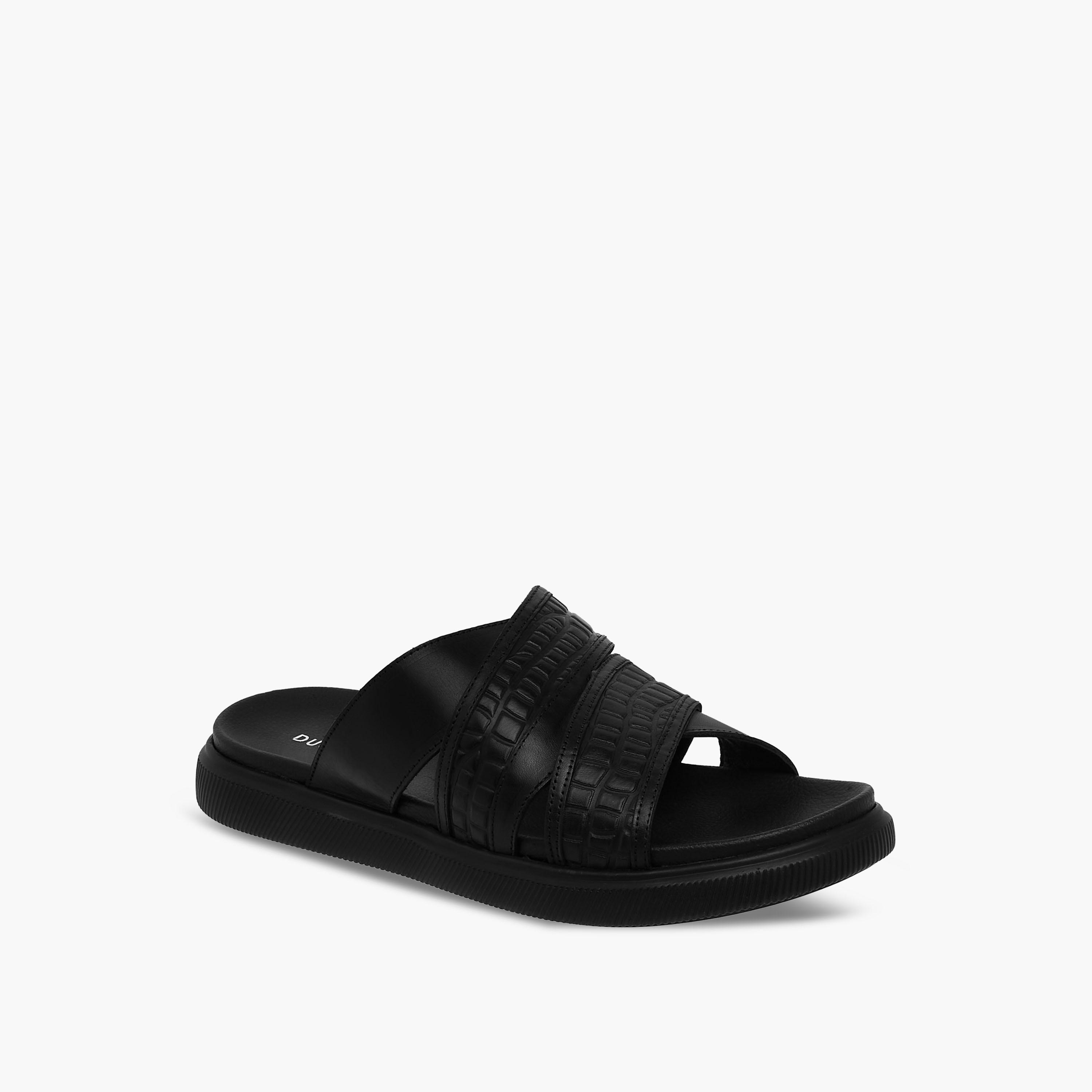 Duchini Men Leather Cross Strap Sandals-men-shoes-sandals-image-2