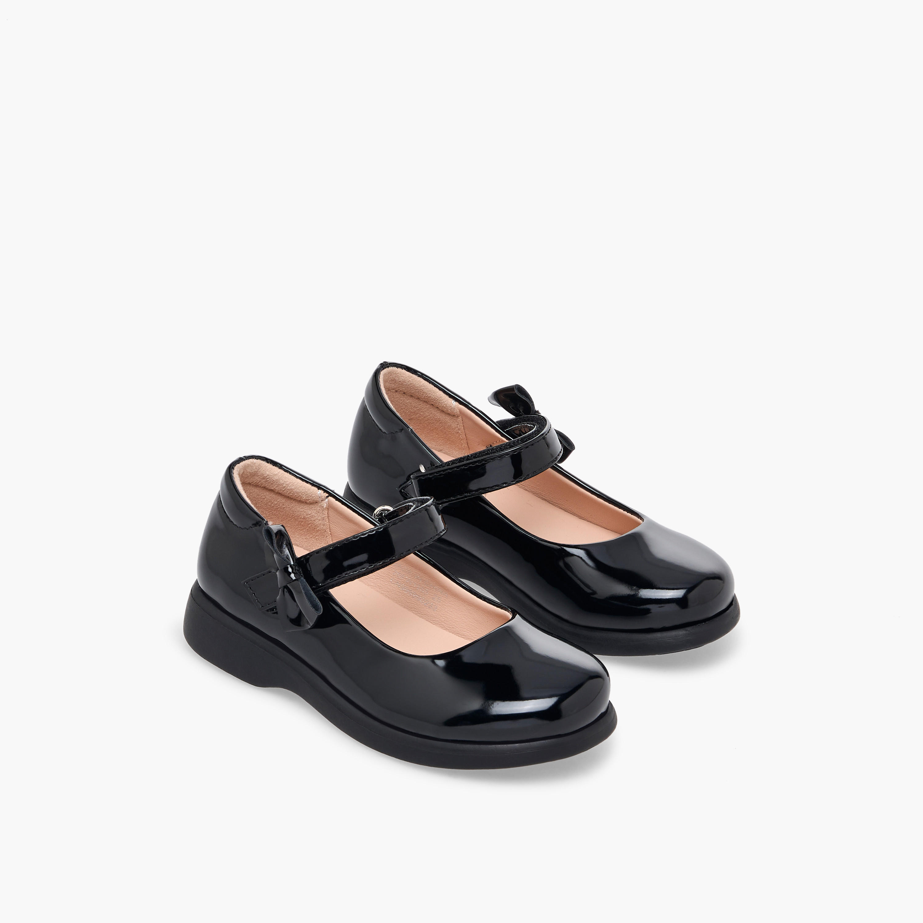 حذاء مدرسي بشريط إغلاق لاصق وفيونكة للبنات من فلورا بيلا-girls-shoes-schoolshoes-image-1