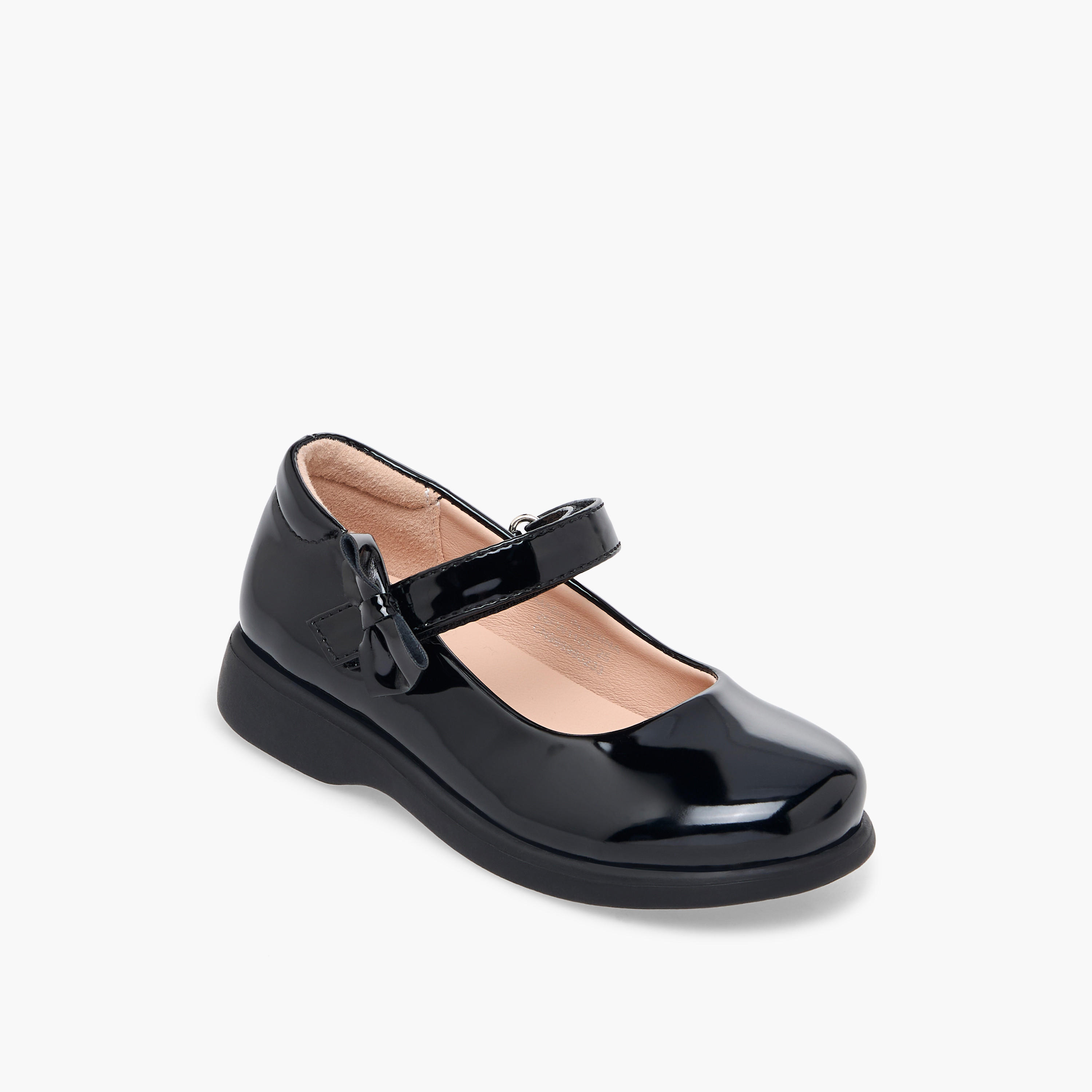 حذاء مدرسي بشريط إغلاق لاصق وفيونكة للبنات من فلورا بيلا-girls-shoes-schoolshoes-image-2