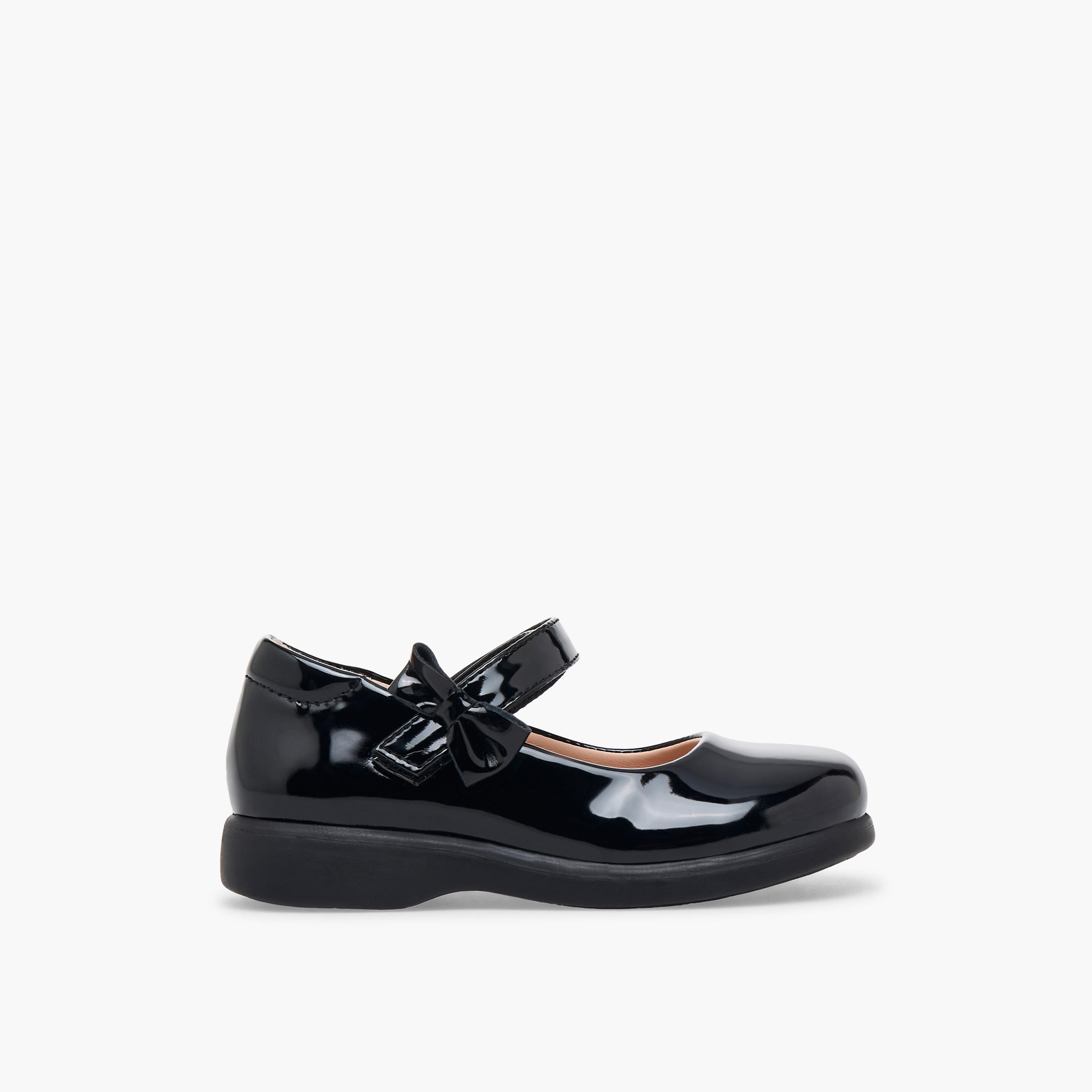 حذاء مدرسي بشريط إغلاق لاصق وفيونكة للبنات من فلورا بيلا-girls-shoes-schoolshoes-image-3