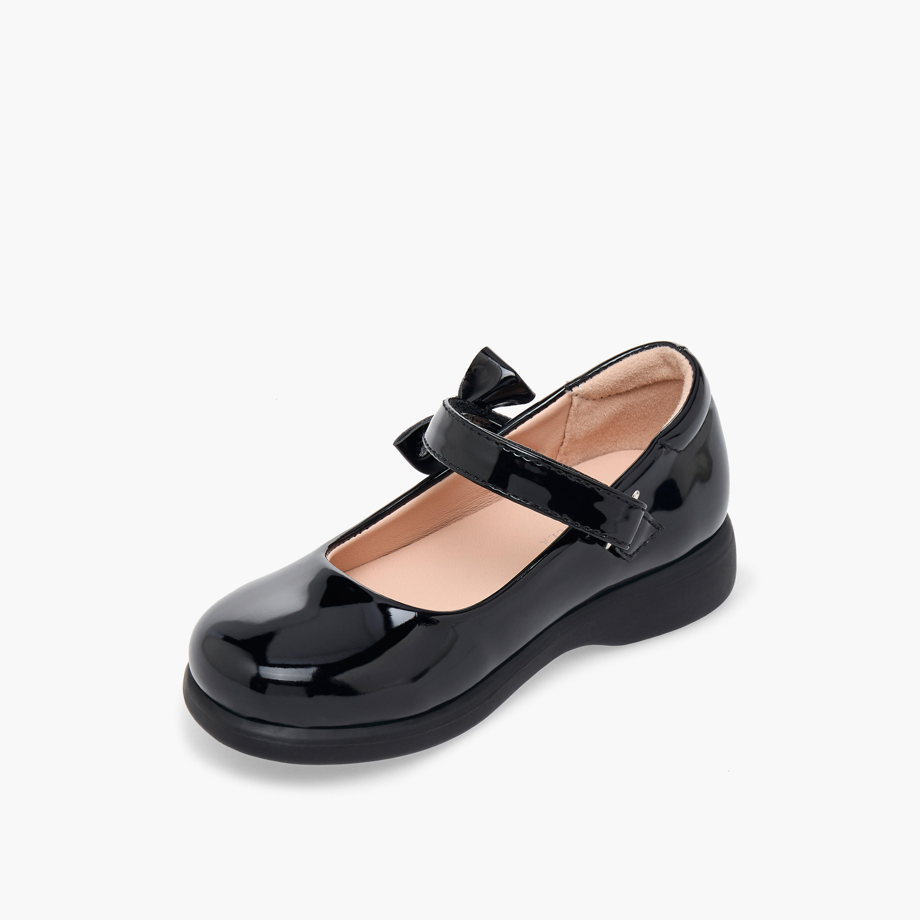 حذاء مدرسي بشريط إغلاق لاصق وفيونكة للبنات من فلورا بيلا-girls-shoes-schoolshoes-image-4