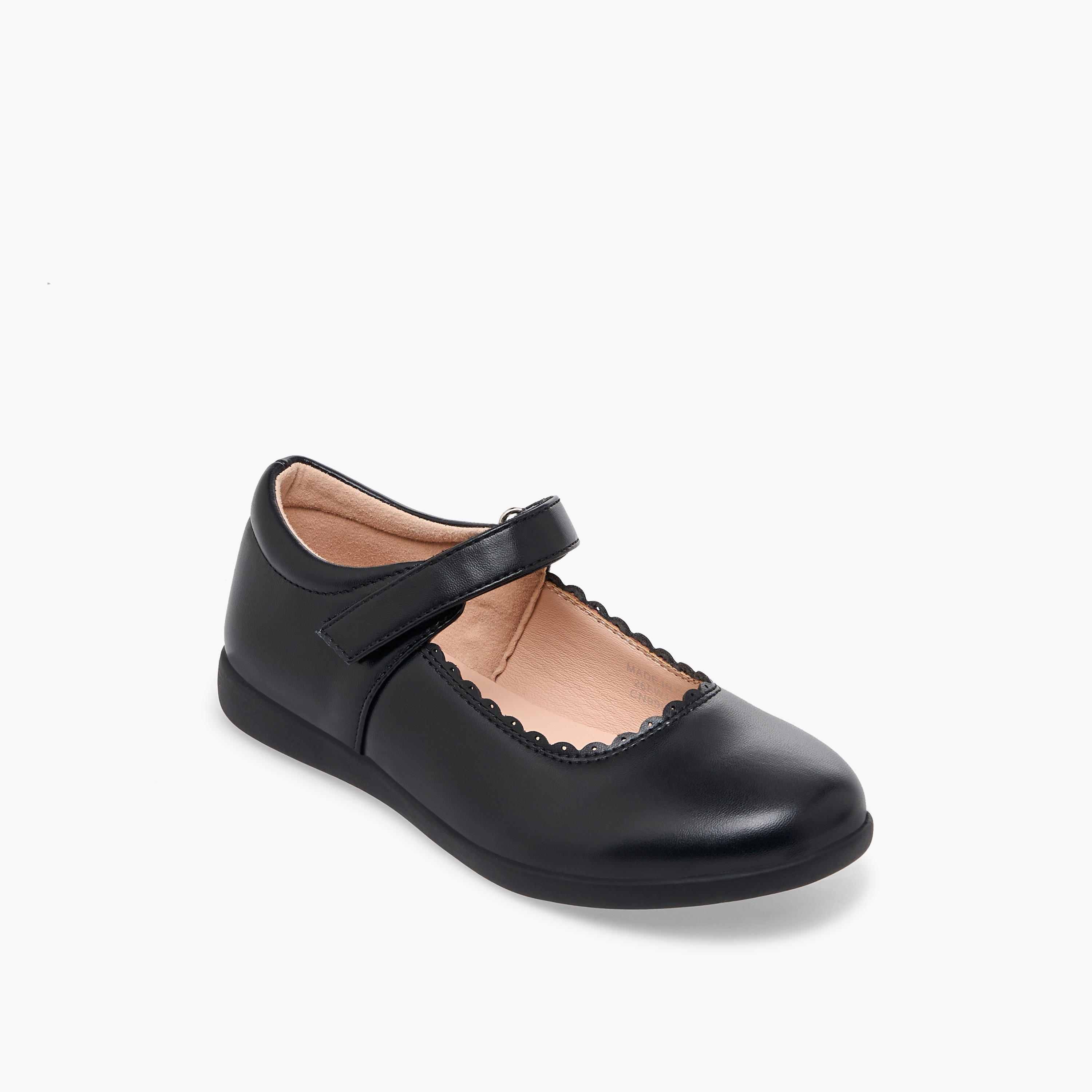Flora Bella Girls Scalloped Detail Hook & Loop School Shoes-girls-shoes-maryjanes-image-2