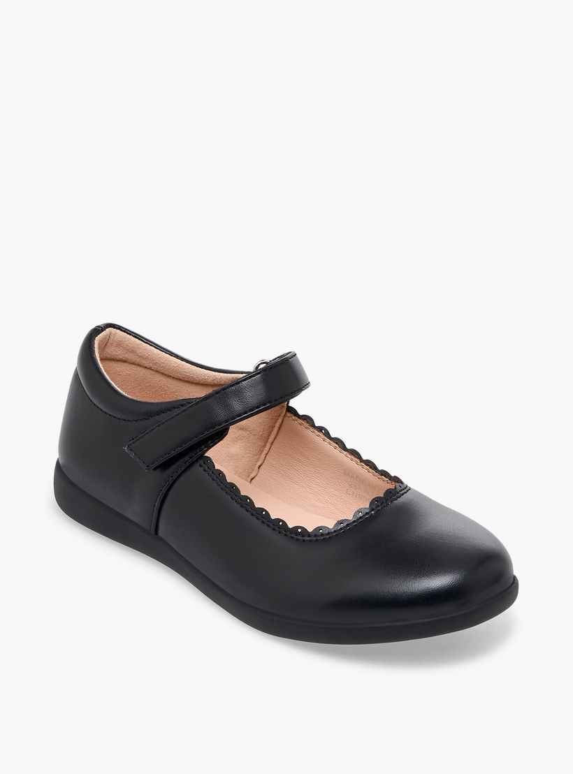 حذاء مدرسي بتفاصيل حواف متموجة وشريط إغلاق لاصق للبنات من فلورا بيلا-girls-shoes-maryjanes-image-2