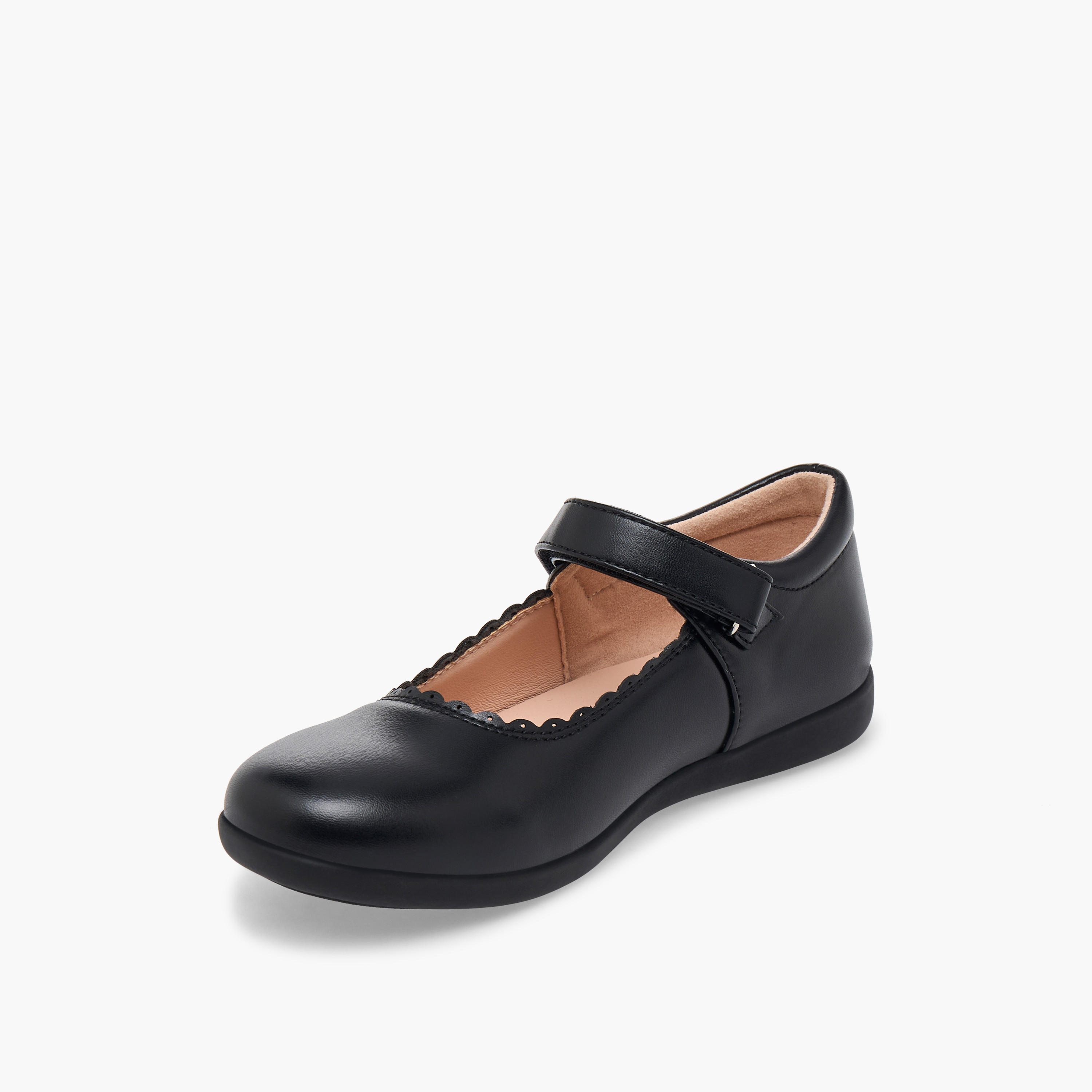 Flora Bella Girls Scalloped Detail Hook & Loop School Shoes-girls-shoes-maryjanes-image-4