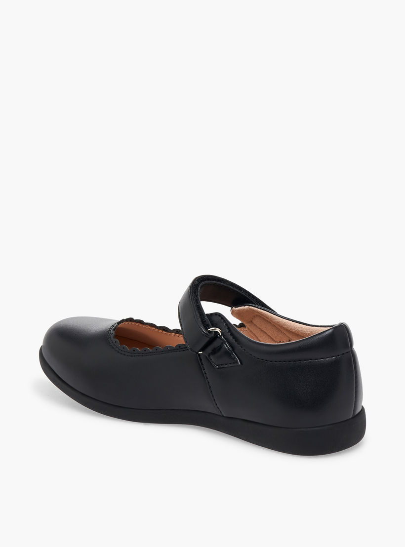 حذاء مدرسي بتفاصيل حواف متموجة وشريط إغلاق لاصق للبنات من فلورا بيلا-girls-shoes-maryjanes-image-5