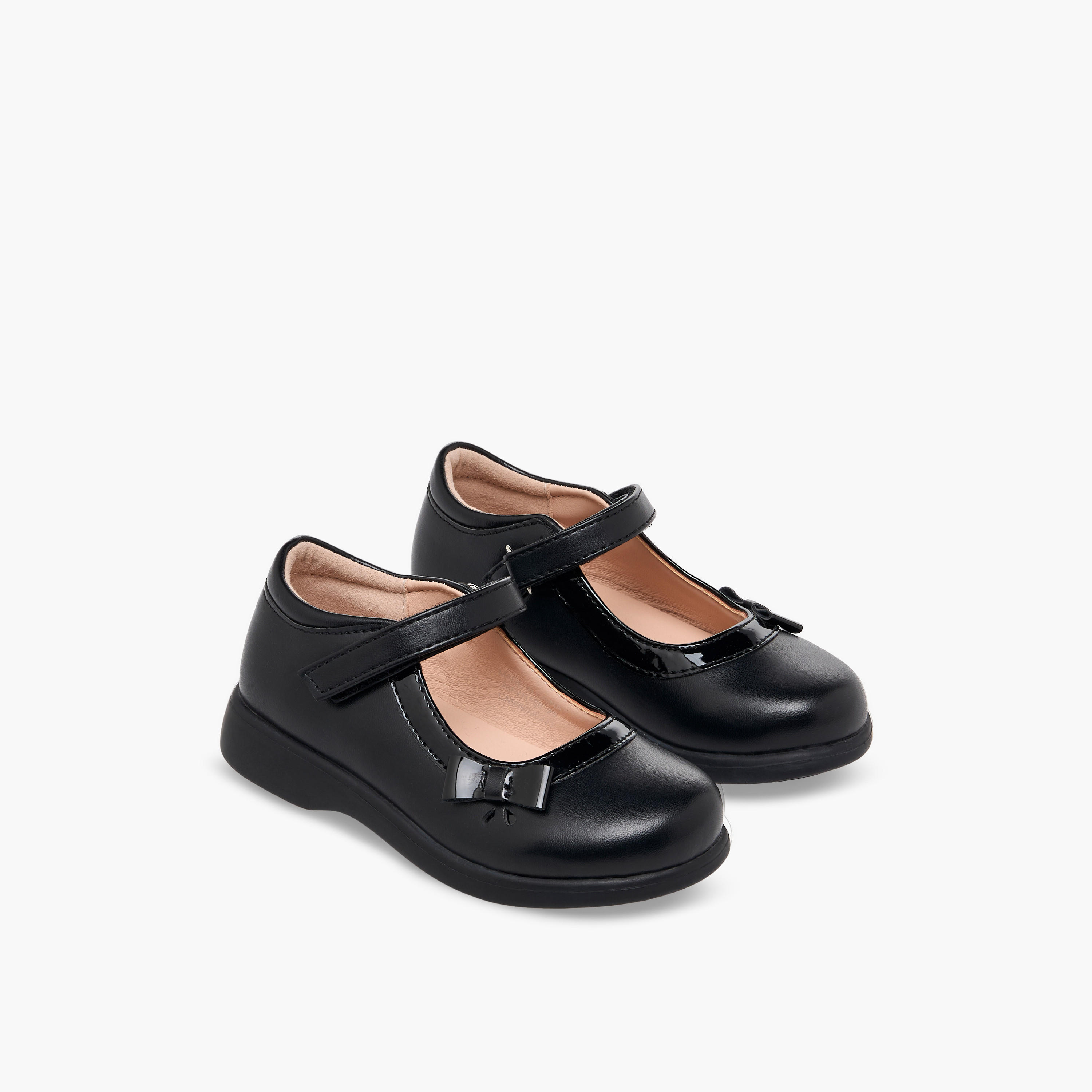 Flora Bella Girls Bow Detail Hook & Loop Mary Jane School Shoes-girls-shoes-maryjanes-image-1
