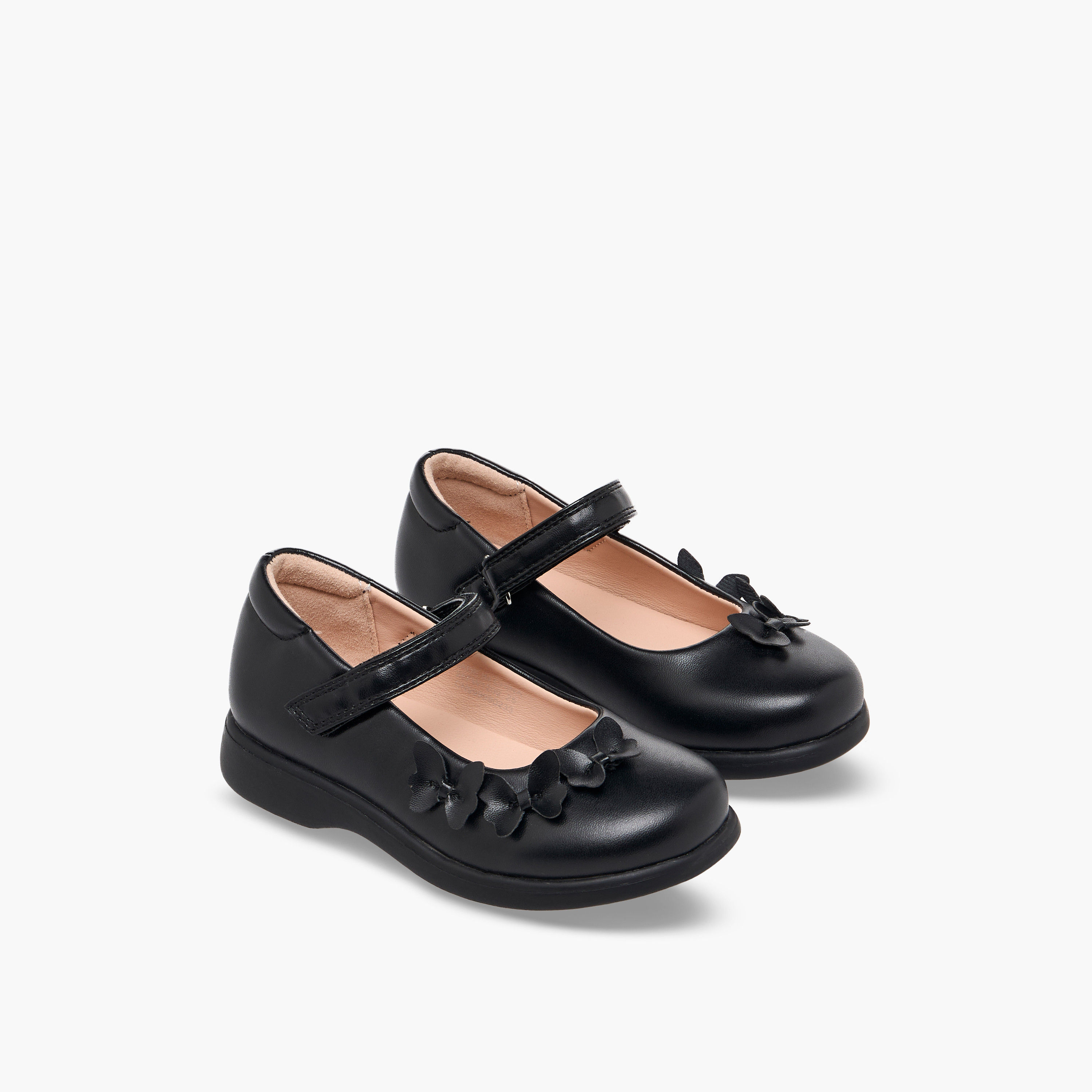 Flora Bella Girls Butterfly Detail Hook & Loop School Shoes-girls-shoes-maryjanes-image-1