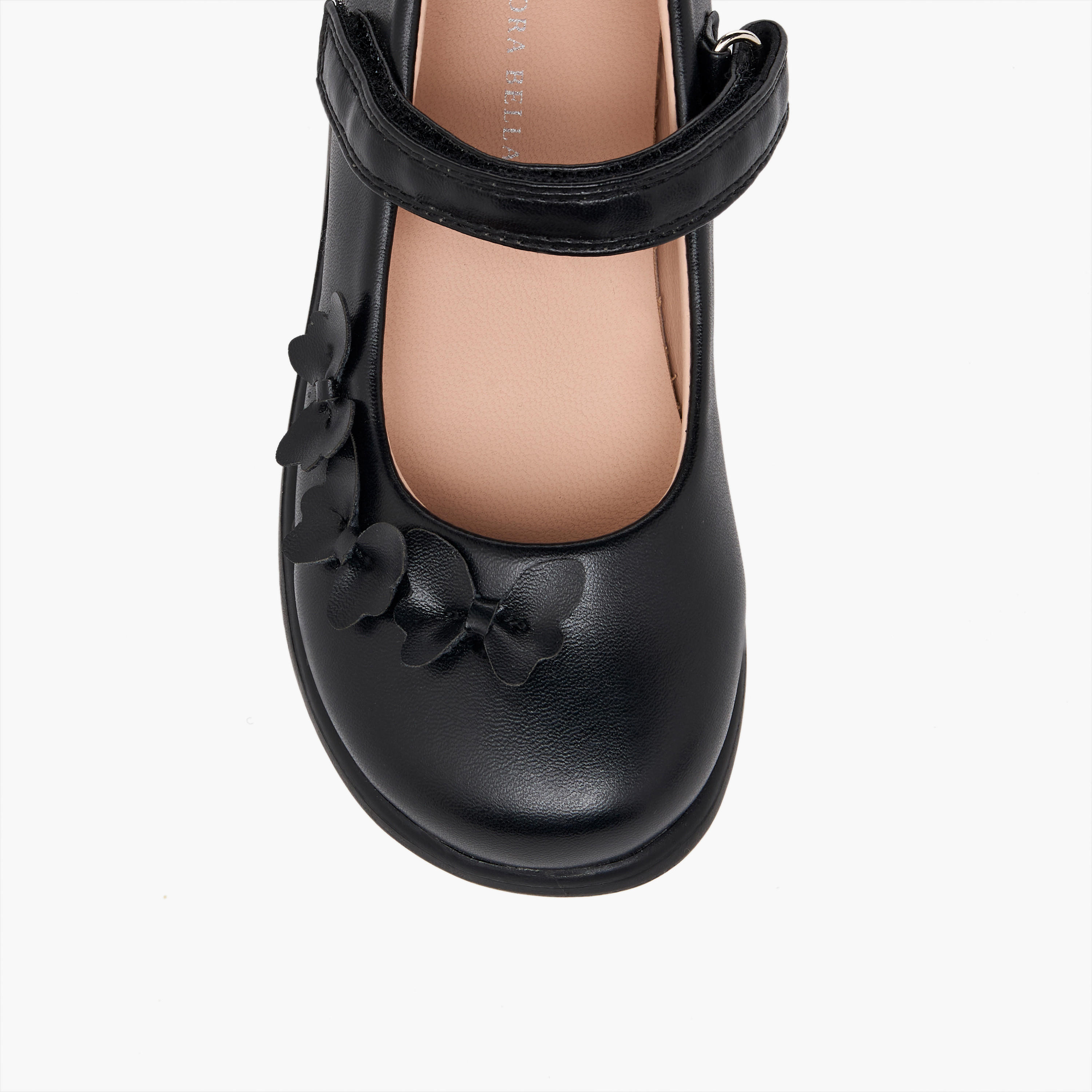 حذاء مدرسي بشريط إغلاق لاصق وتفاصيل فراشات للبنات من فلورا بيلا-girls-shoes-maryjanes-image-7