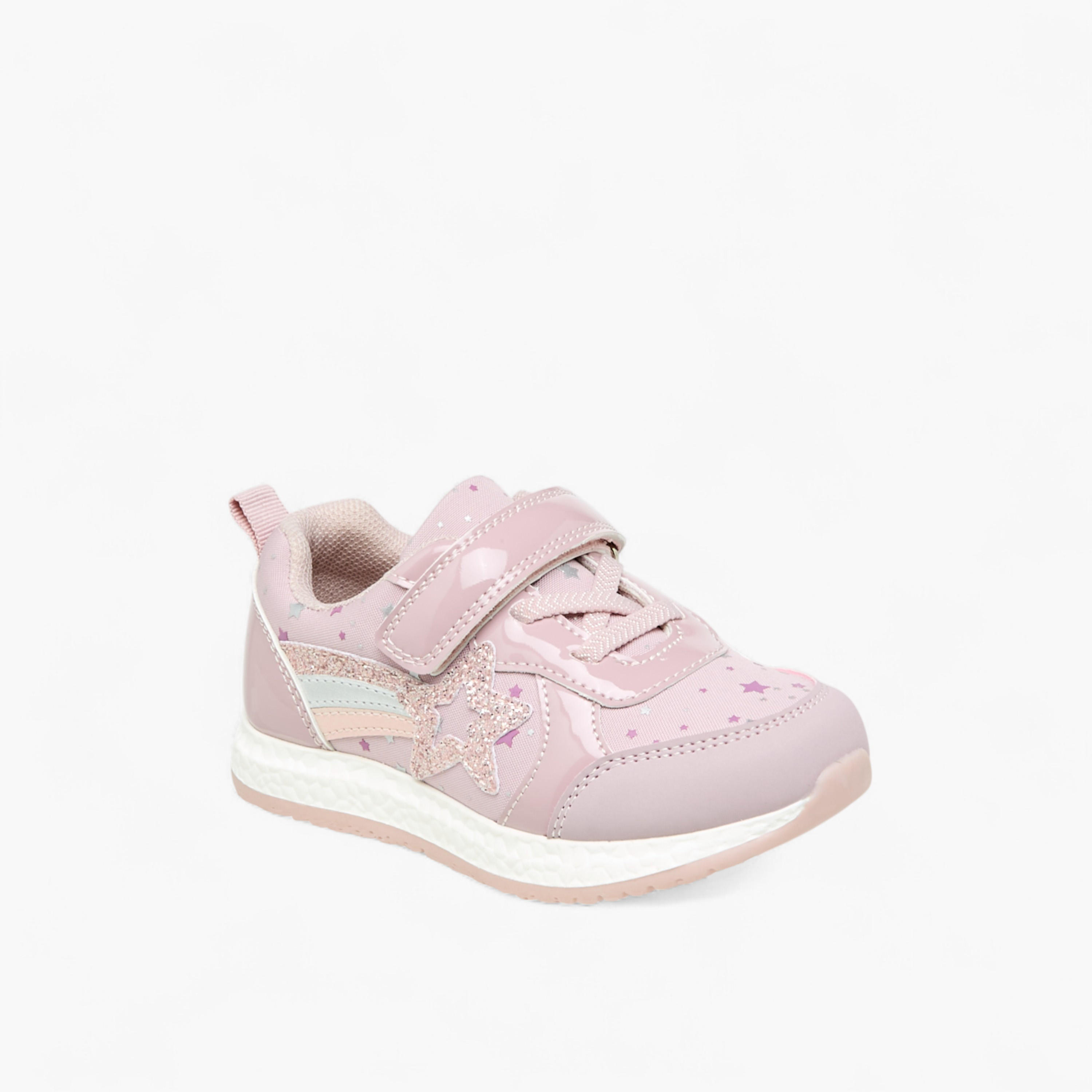 Flora Bella Embellished Star Applique Sneakers with Hook and Loop Closure-girls-shoes-sneakers-image-2