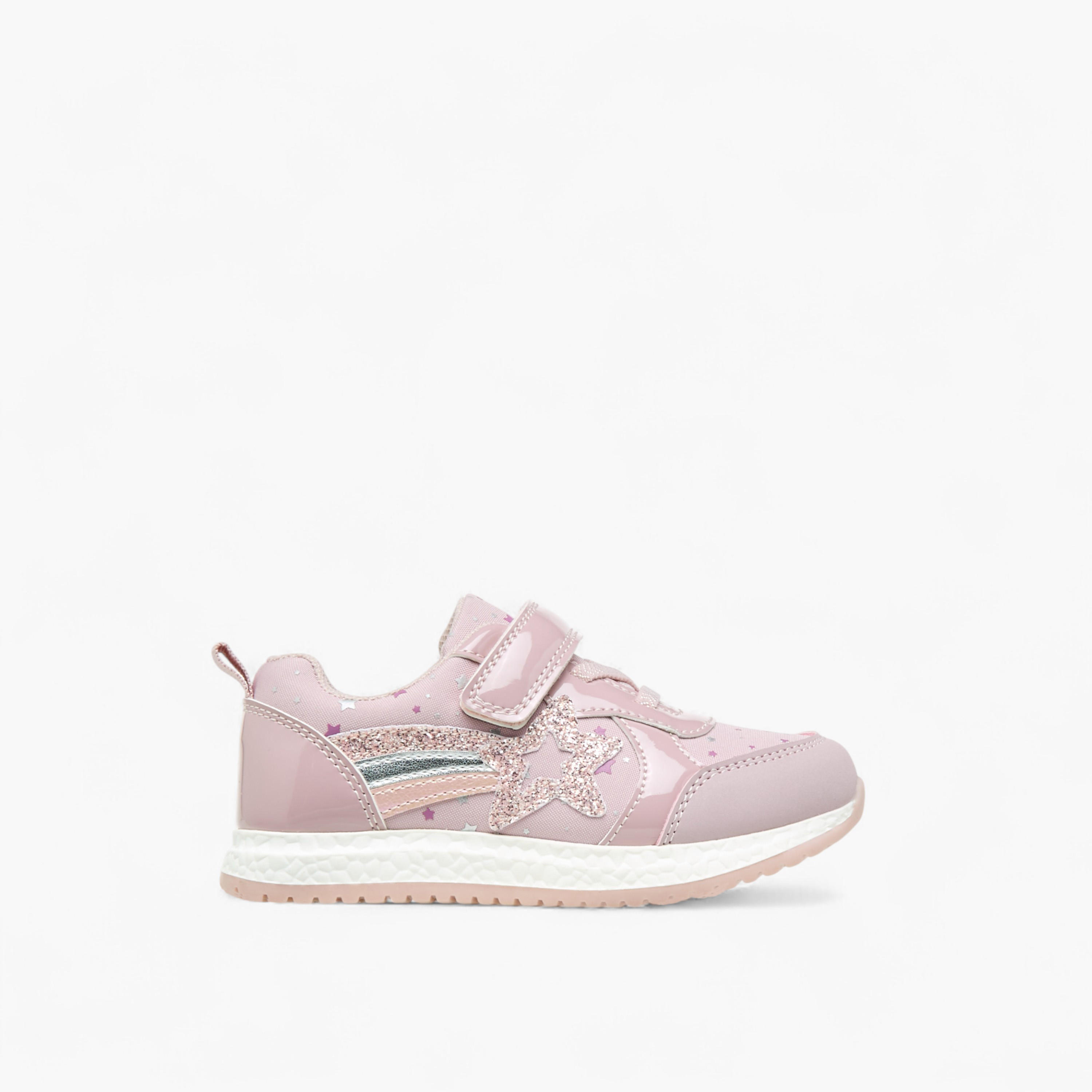 Flora Bella Embellished Star Applique Sneakers with Hook and Loop Closure-girls-shoes-sneakers-image-3