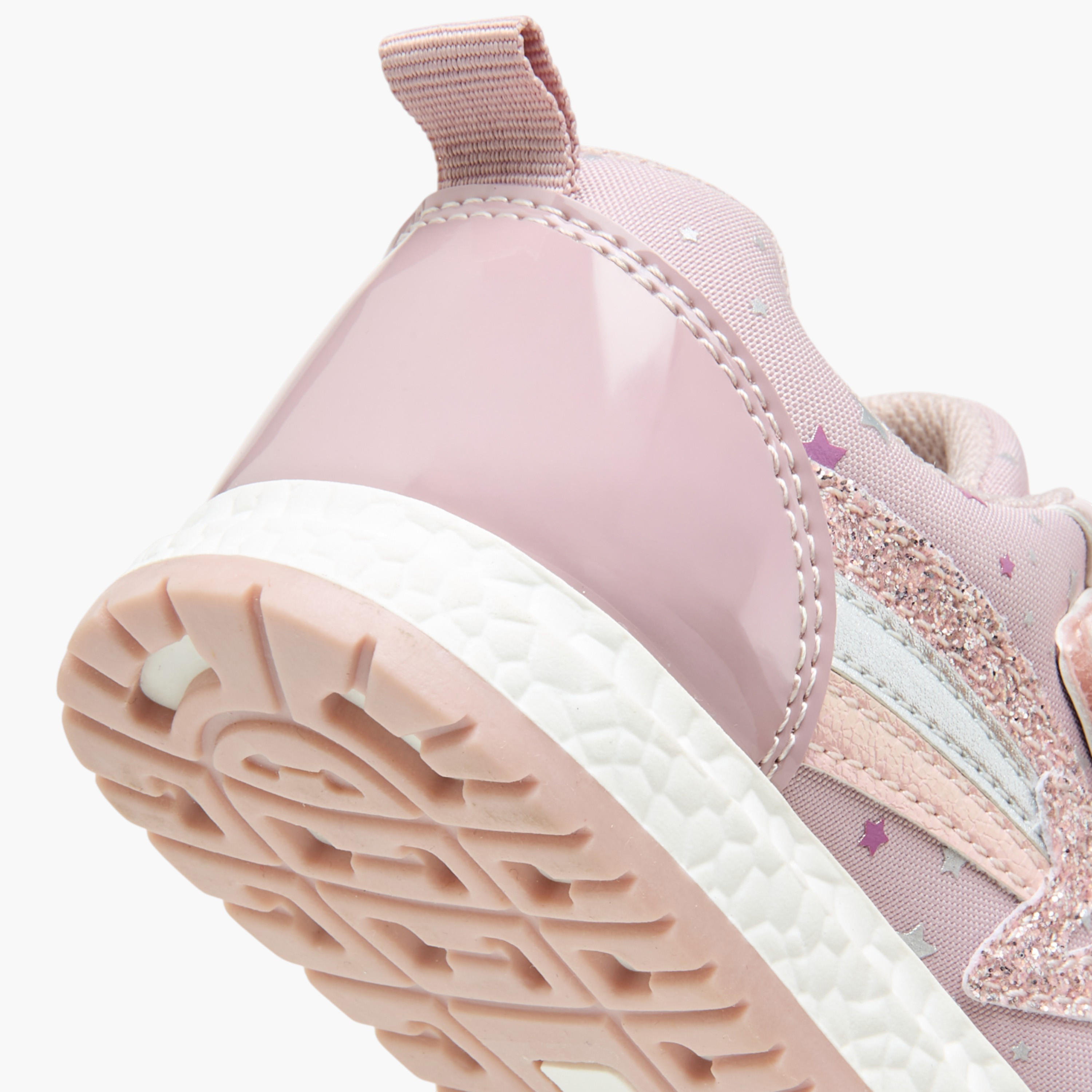 Flora Bella Embellished Star Applique Sneakers with Hook and Loop Closure-girls-shoes-sneakers-image-5