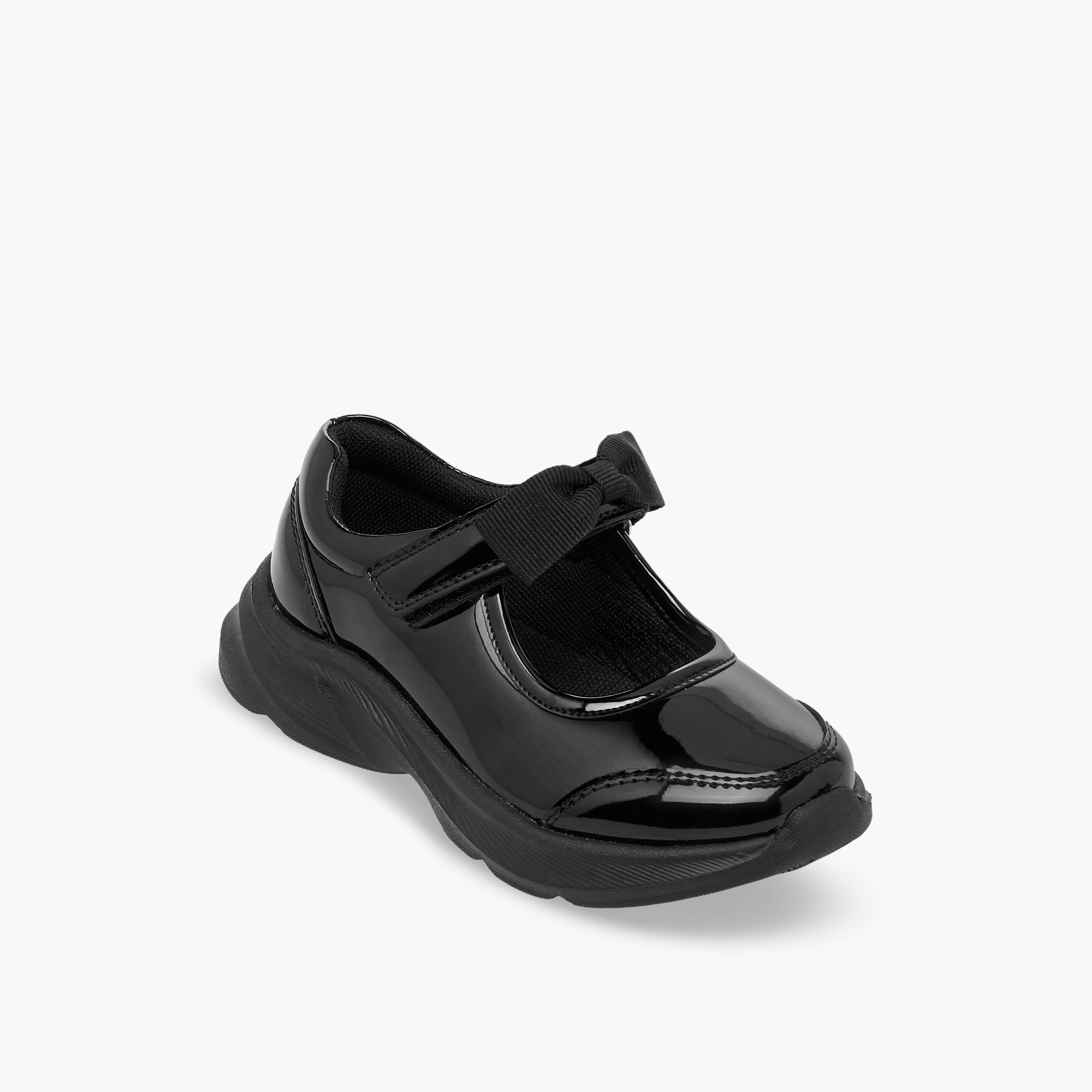 Flora Bella Girls Bow Detail Hook & Loop School Shoes-girls-shoes-maryjanes-image-2