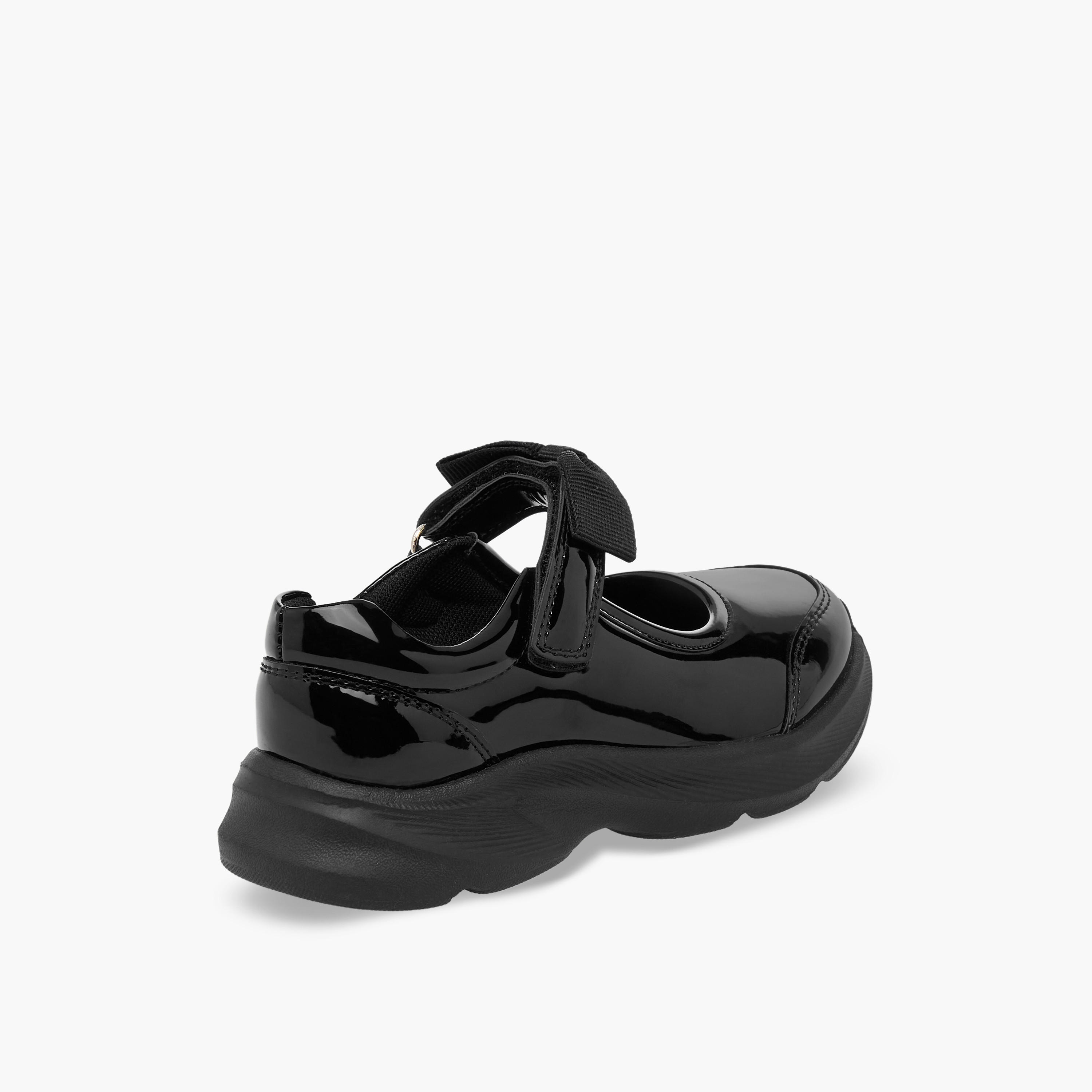 Flora Bella Girls Bow Detail Hook & Loop School Shoes-girls-shoes-maryjanes-image-6
