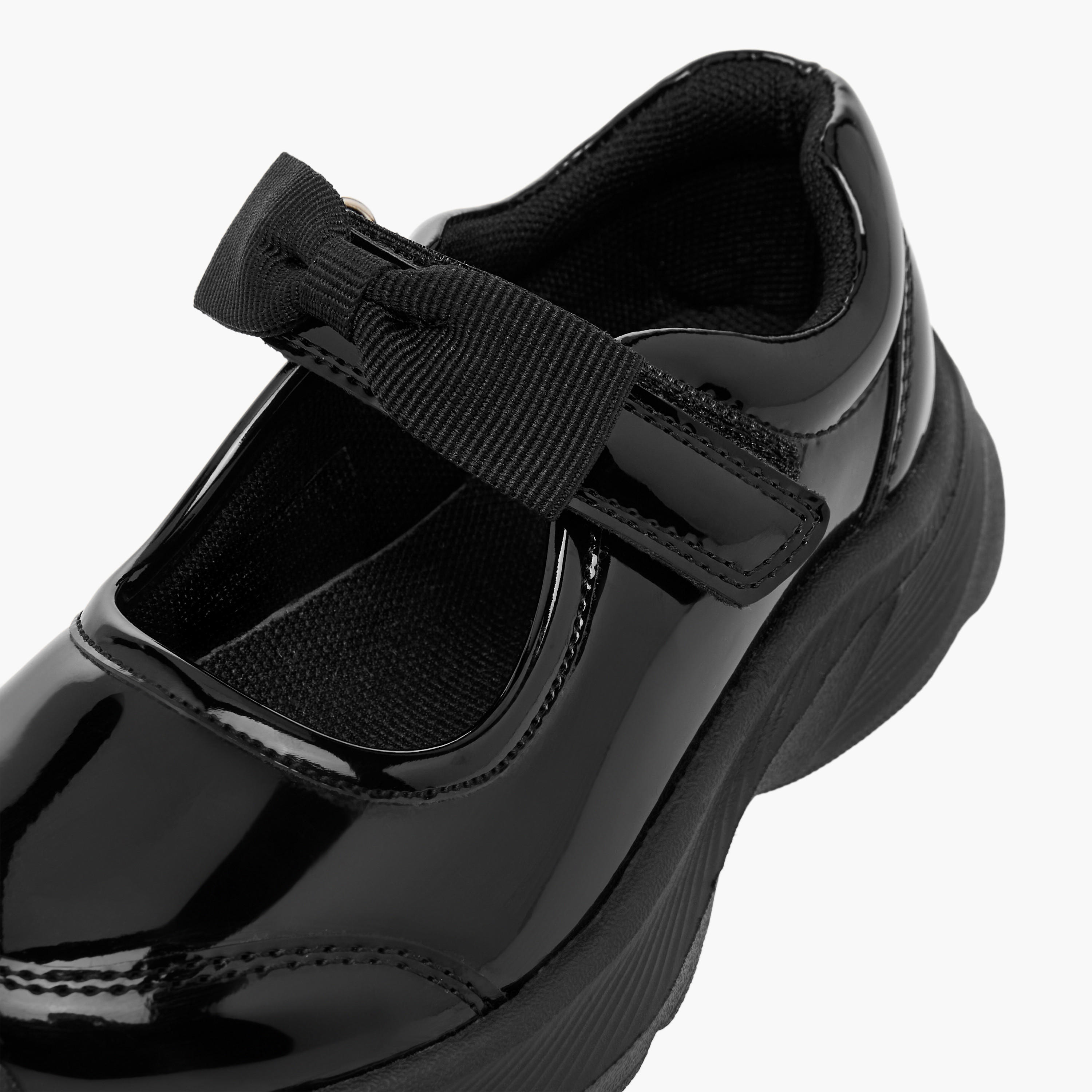 Flora Bella Girls Bow Detail Hook & Loop School Shoes-girls-shoes-maryjanes-image-8
