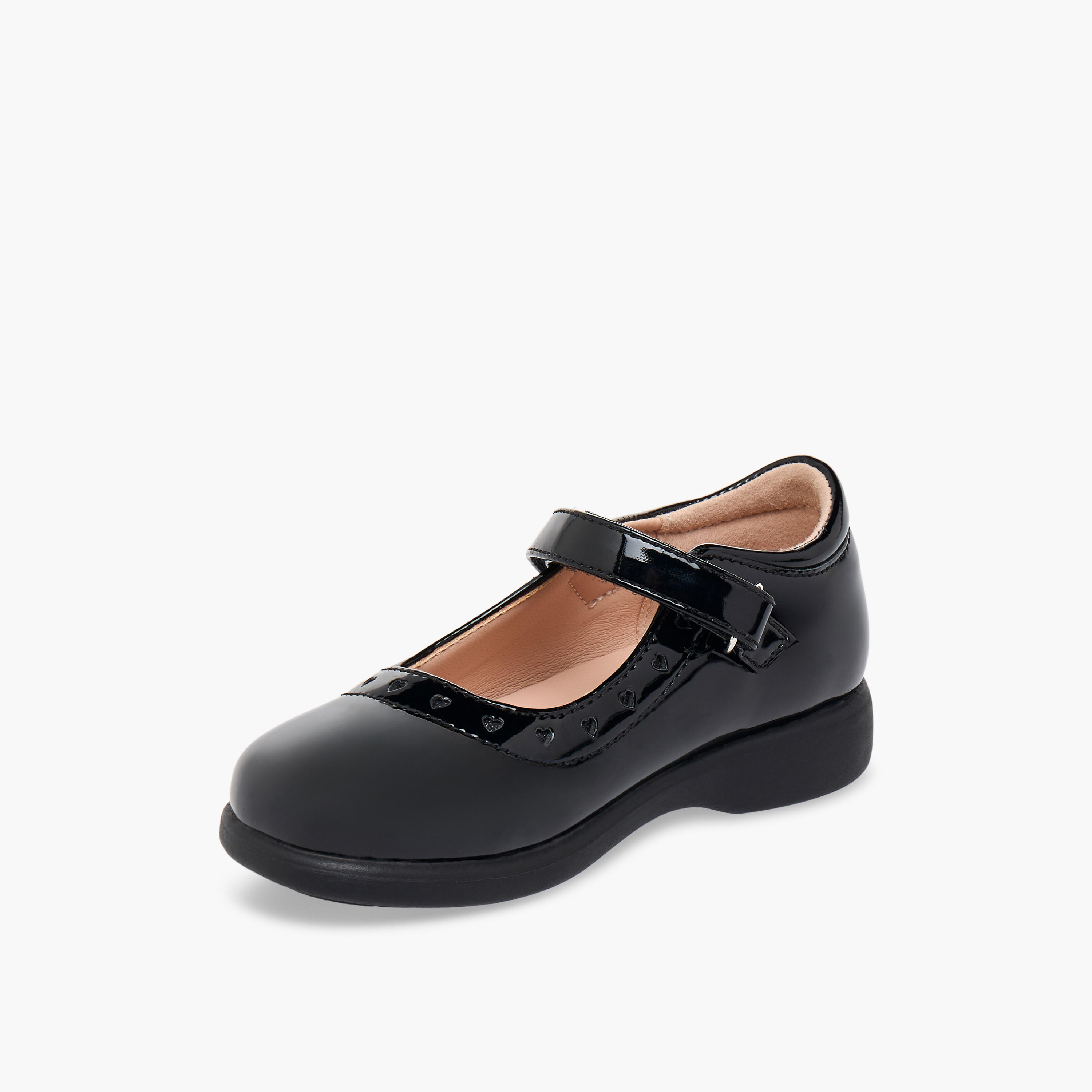 Flora Bella Girls Heart Detail Hook & Loop School Shoes-girls-shoes-maryjanes-image-4